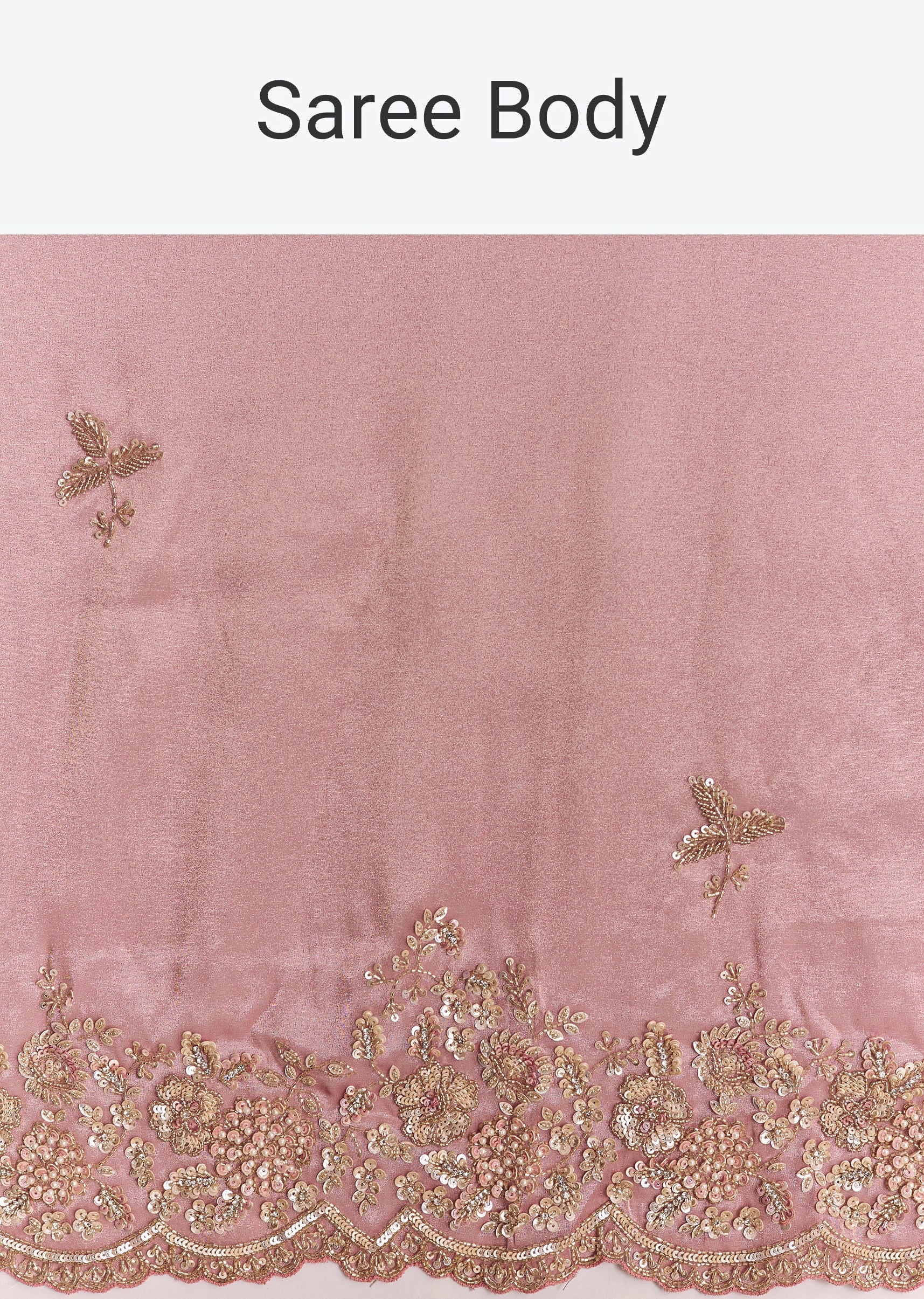 Pink Tissue Silk Saree With Scalloped Border - Image 9