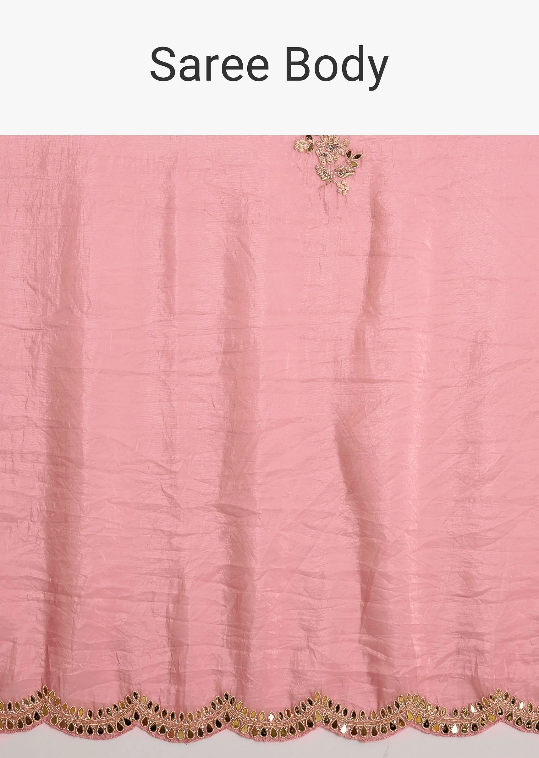 Pink Tissue Zardozi Saree With Scallop Border - Image 9