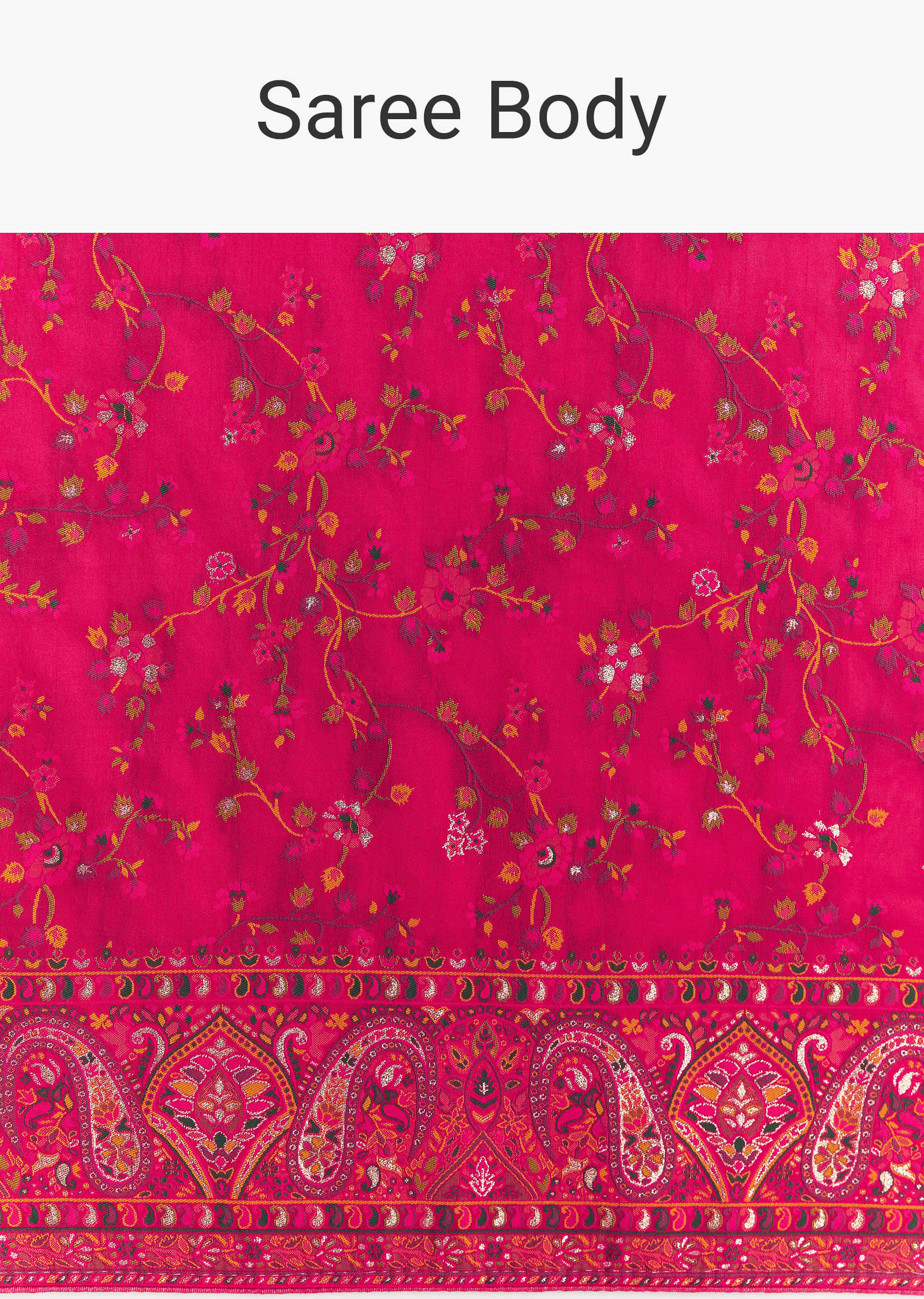 Pink Traditional Floral And Jaal Woven Saree - Image 9