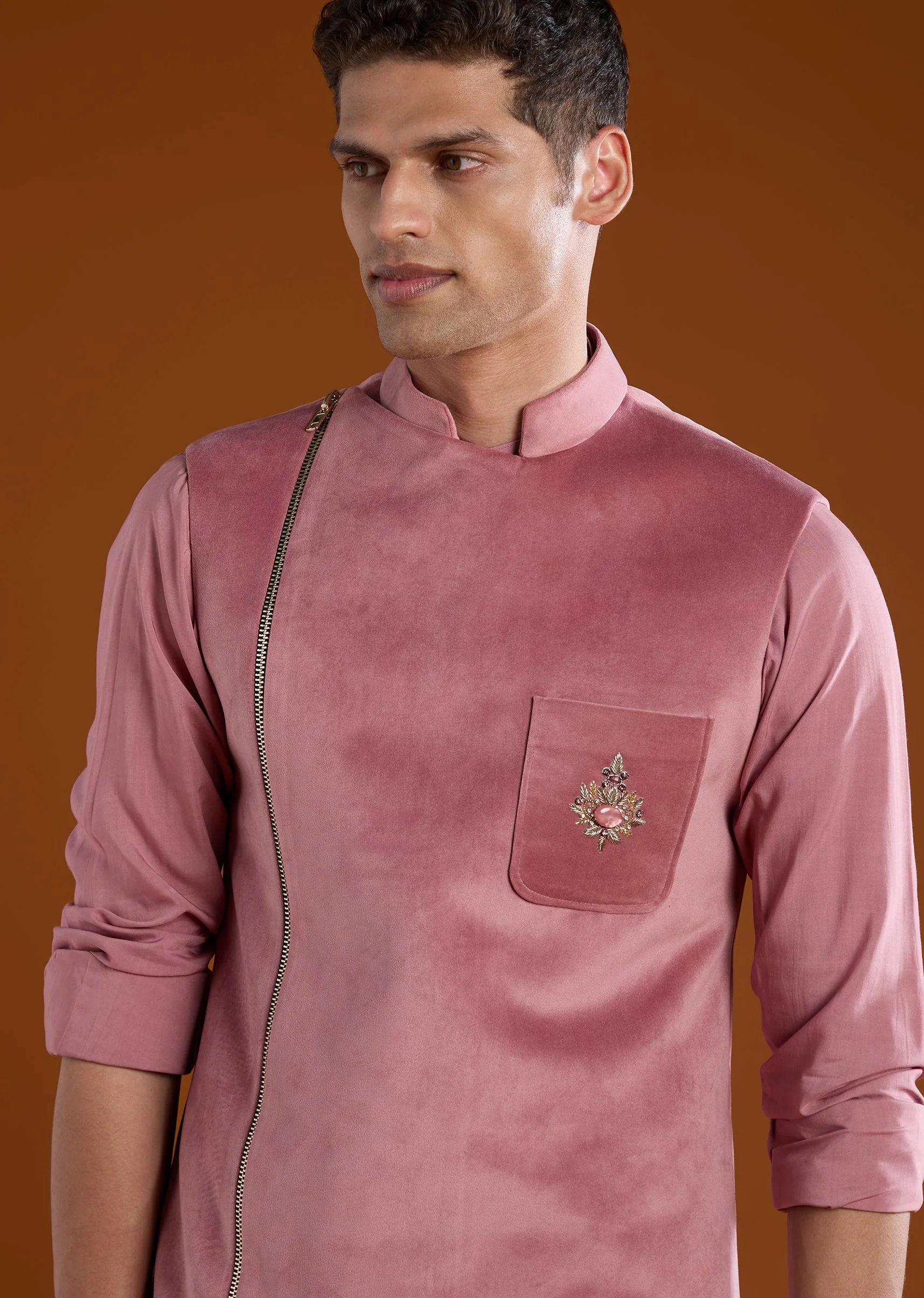 Pink Velvet Tuxedo and Pant Set - Image 2