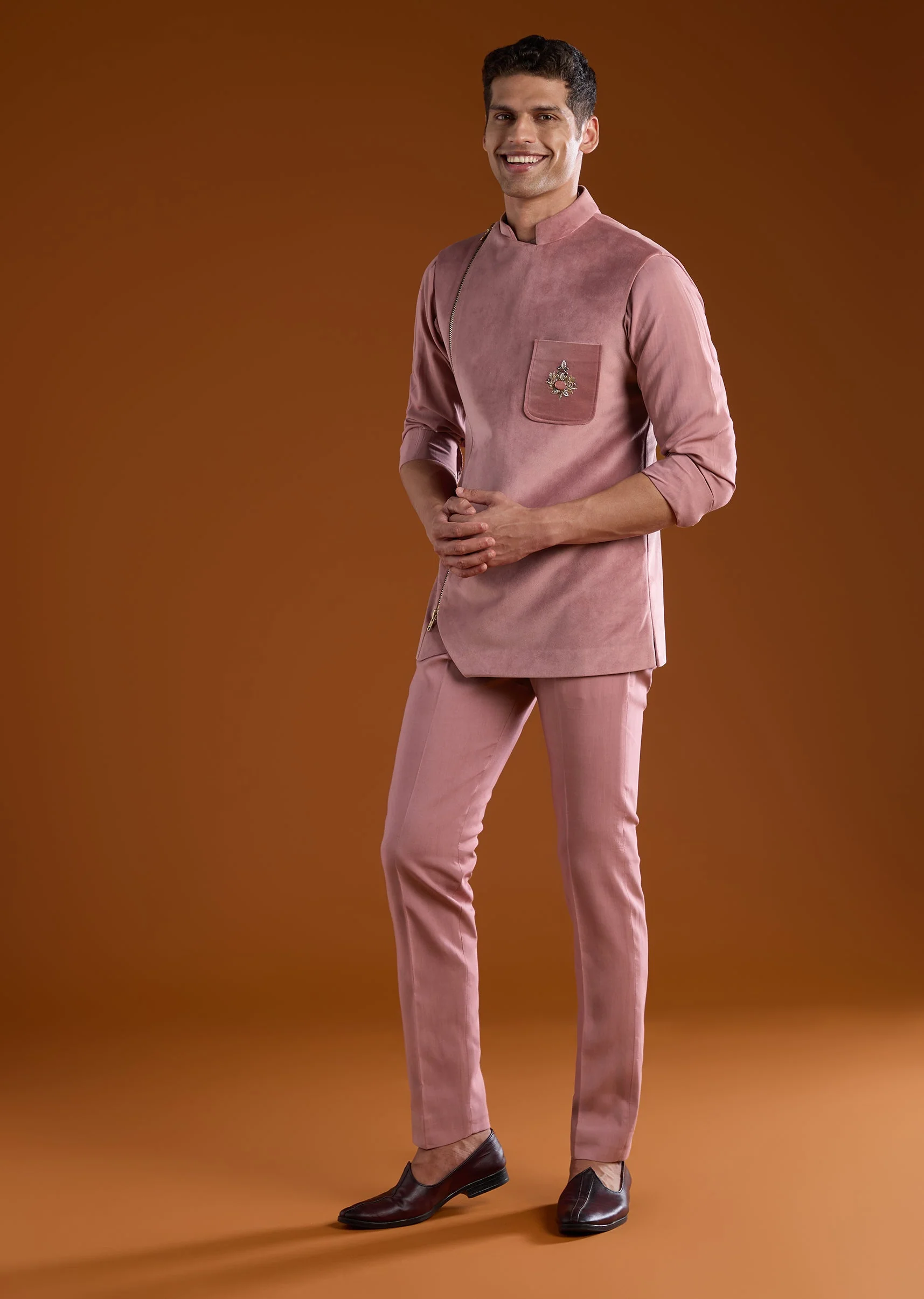 Pink Velvet Tuxedo and Pant Set - Image 3