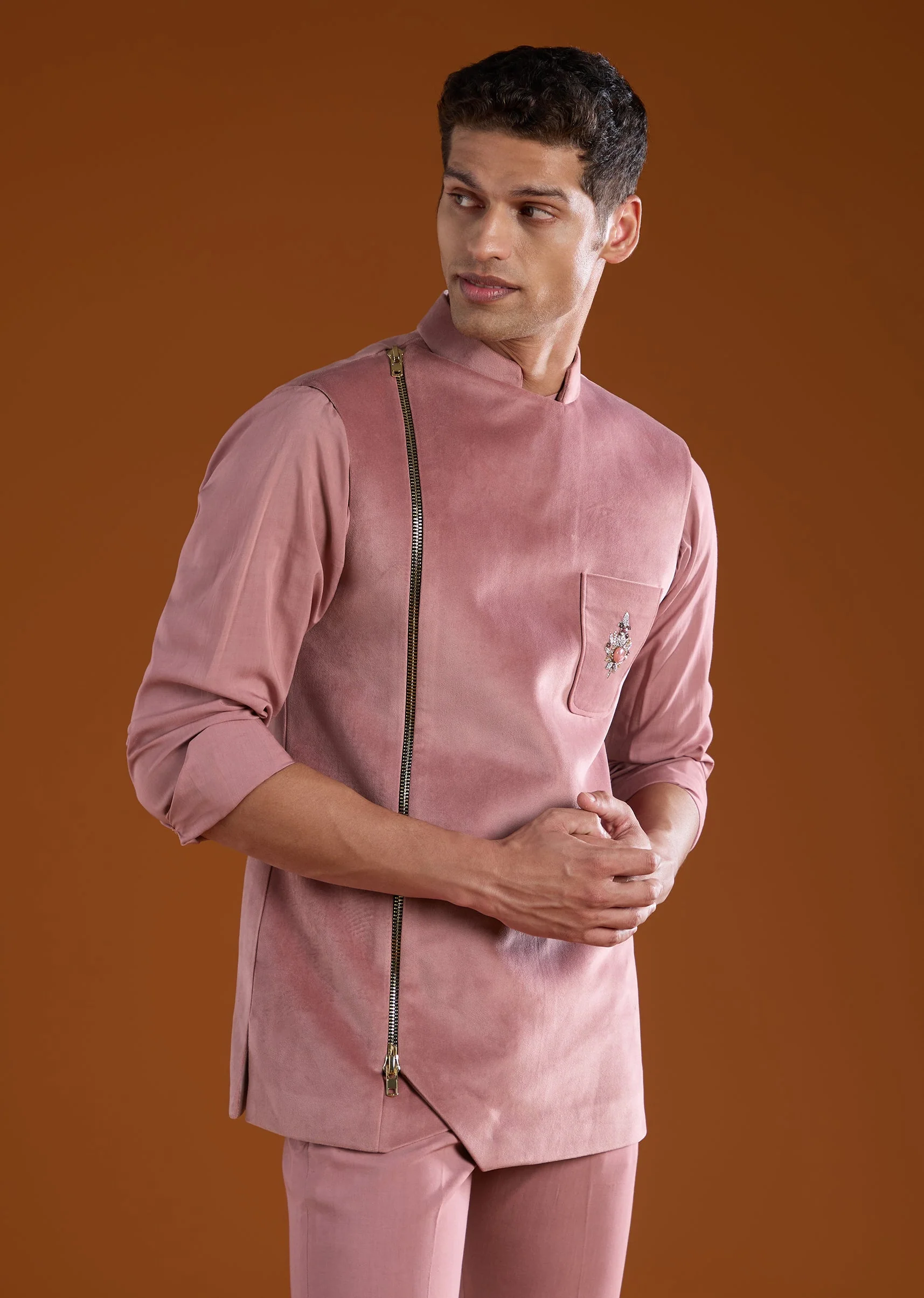 Pink Velvet Tuxedo and Pant Set - Image 4