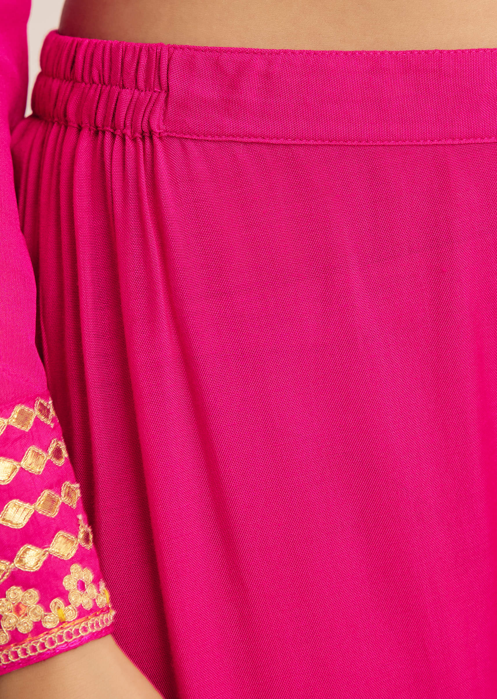Pink Zari Neckline Chinon Anarkali Suit With Dupatta - Image 6