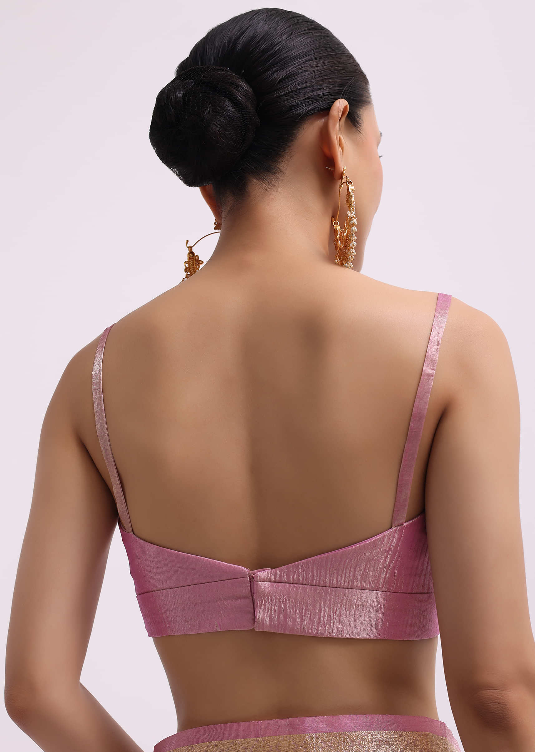 Pink Zari Woven Chanderi Saree With Unstitched Blouse - Image 8