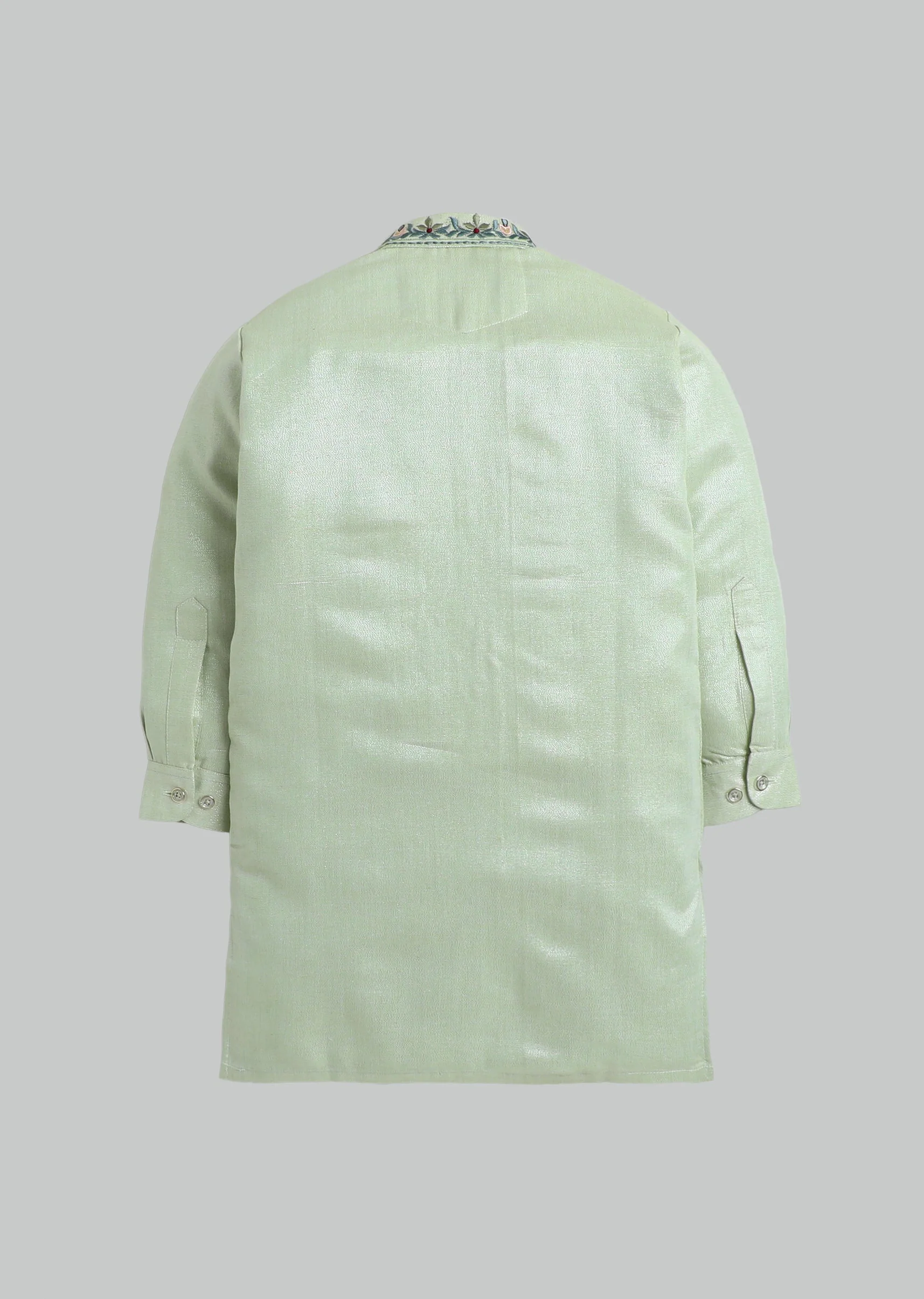 Pista Green Embroidered Kurta Set For Boys - Image 3