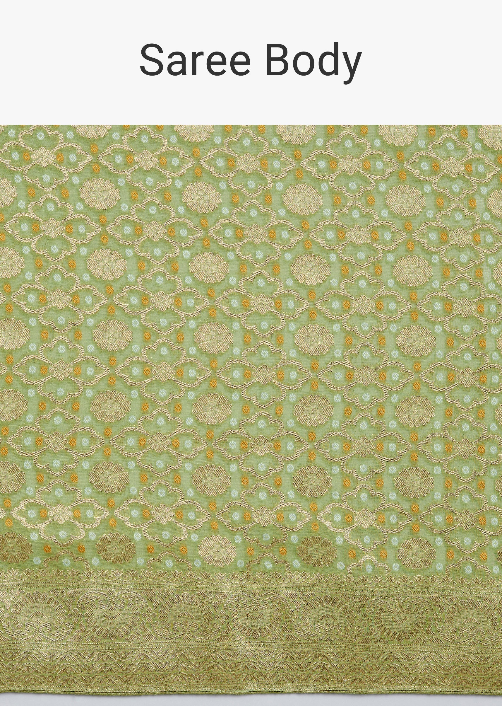 Pista Green Khadhi Georgette Saree - Image 9
