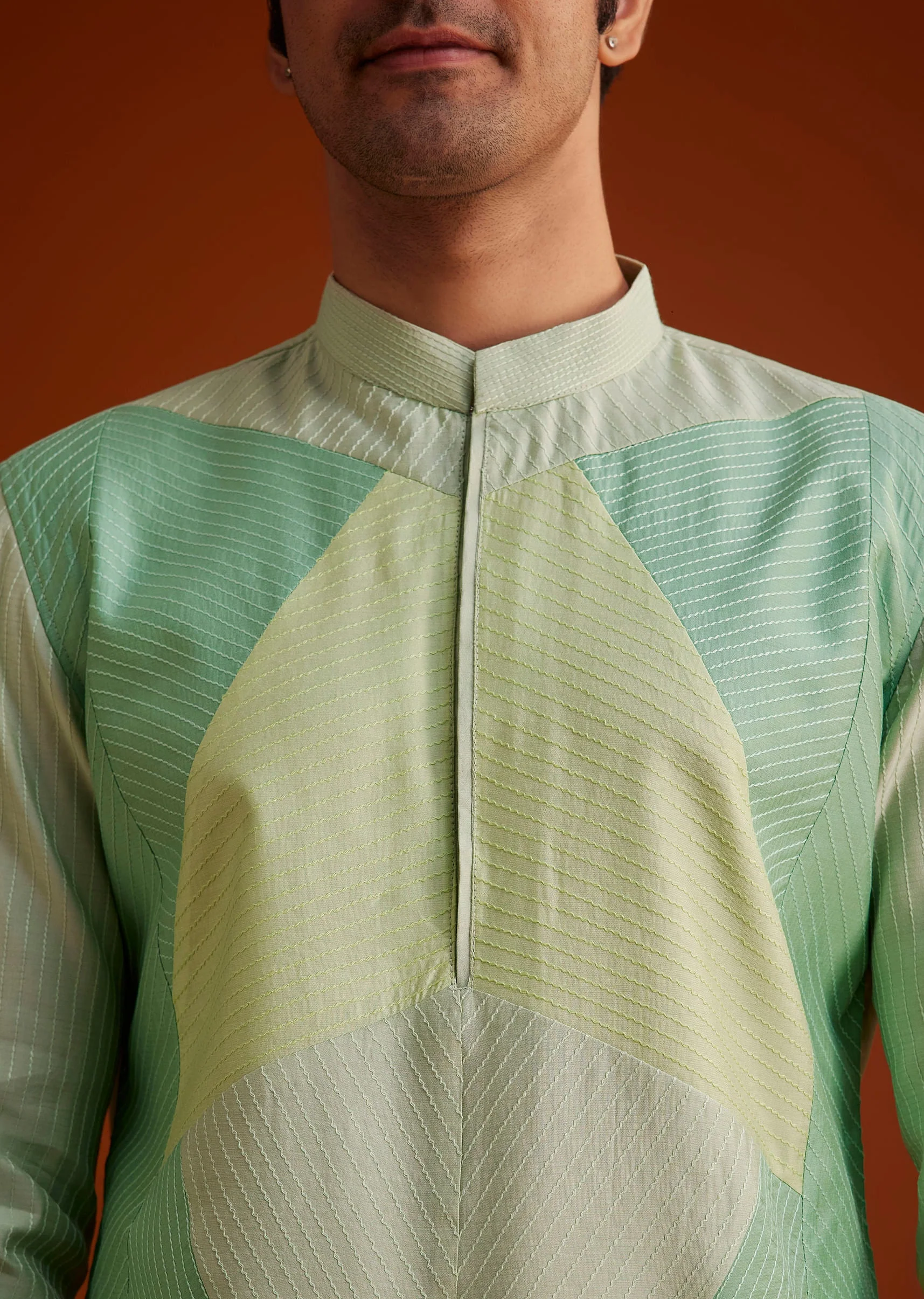Pista Green Kurta Set In Contemporary Design - Image 2