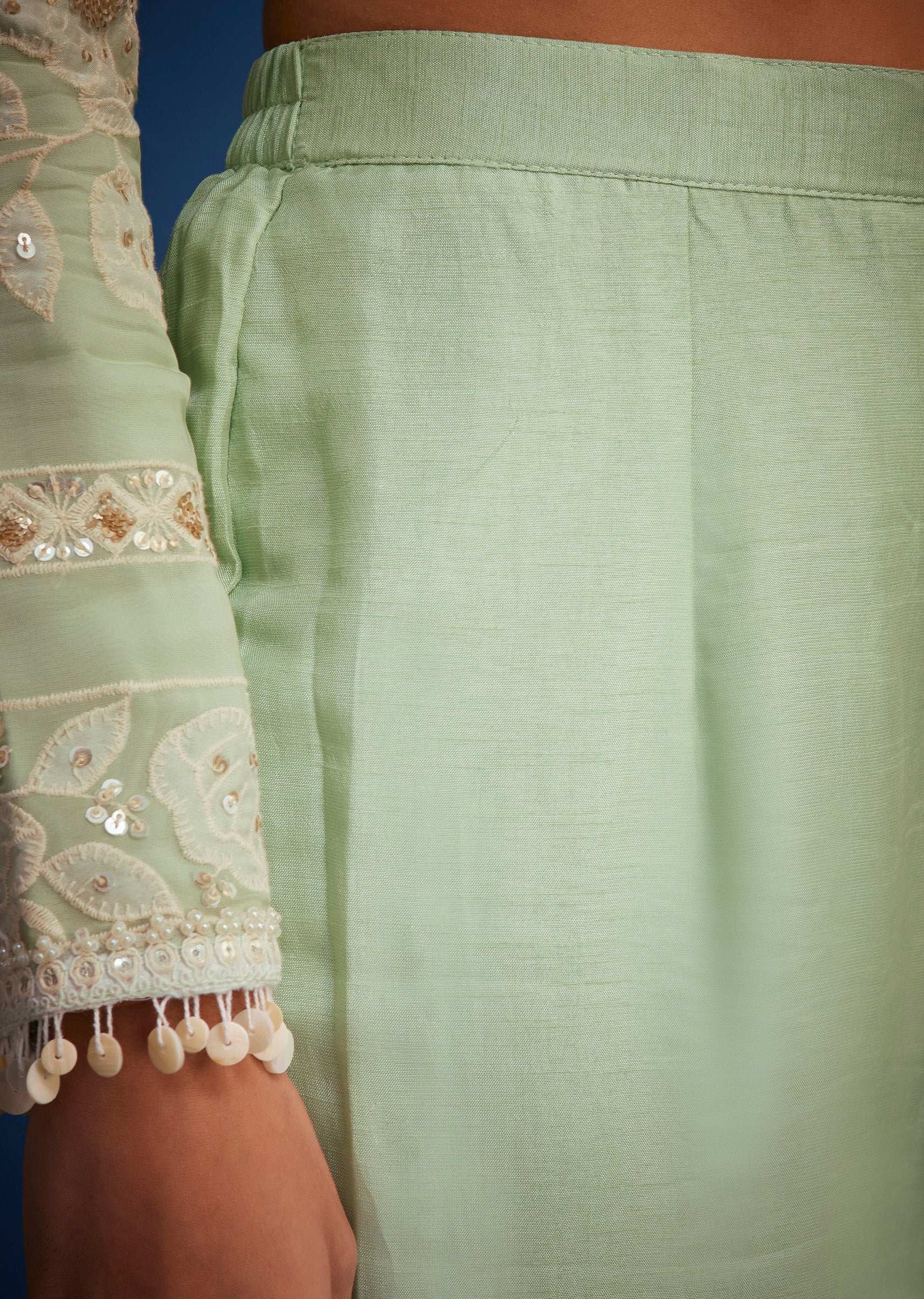 Pista Green Organza Embroidered Straight Kurta Set - Image 6