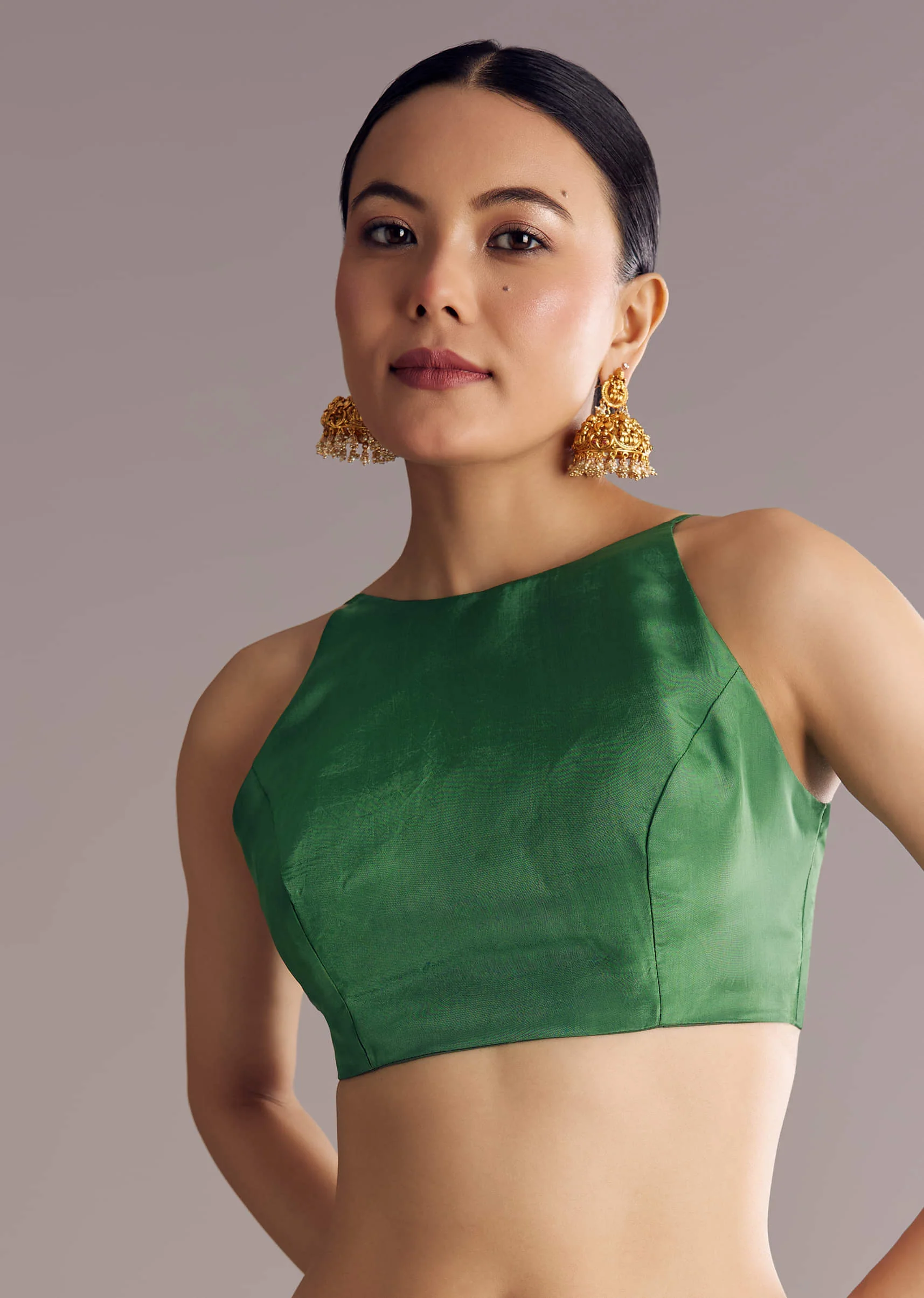 Pista Green Saree With Zari Jaal Weave And Stone Embellishments - Image 7
