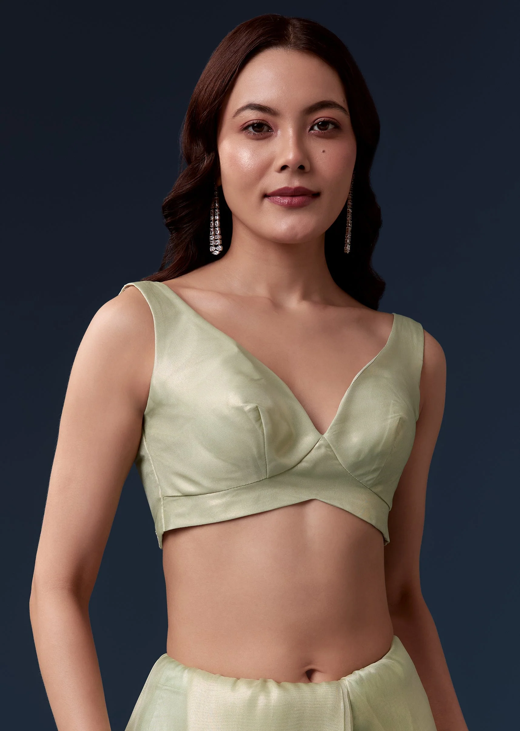 Pista Green Tissue Saree With Cutdana Beads And Sequin Embroidery - Image 7