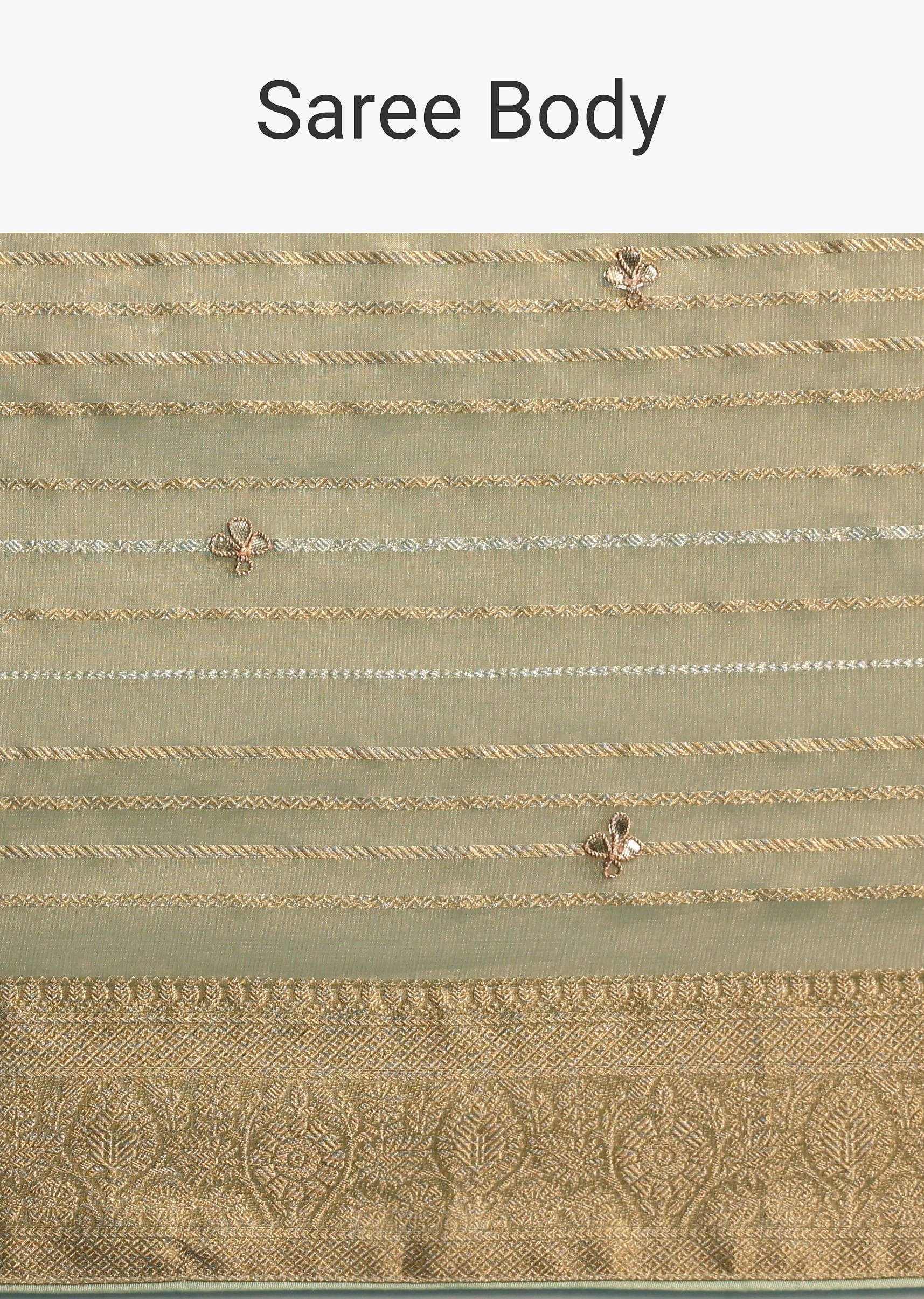 Pista Green Tissue Saree With Gota Patti And Zari Work And Lehriya Blouse - Image 9