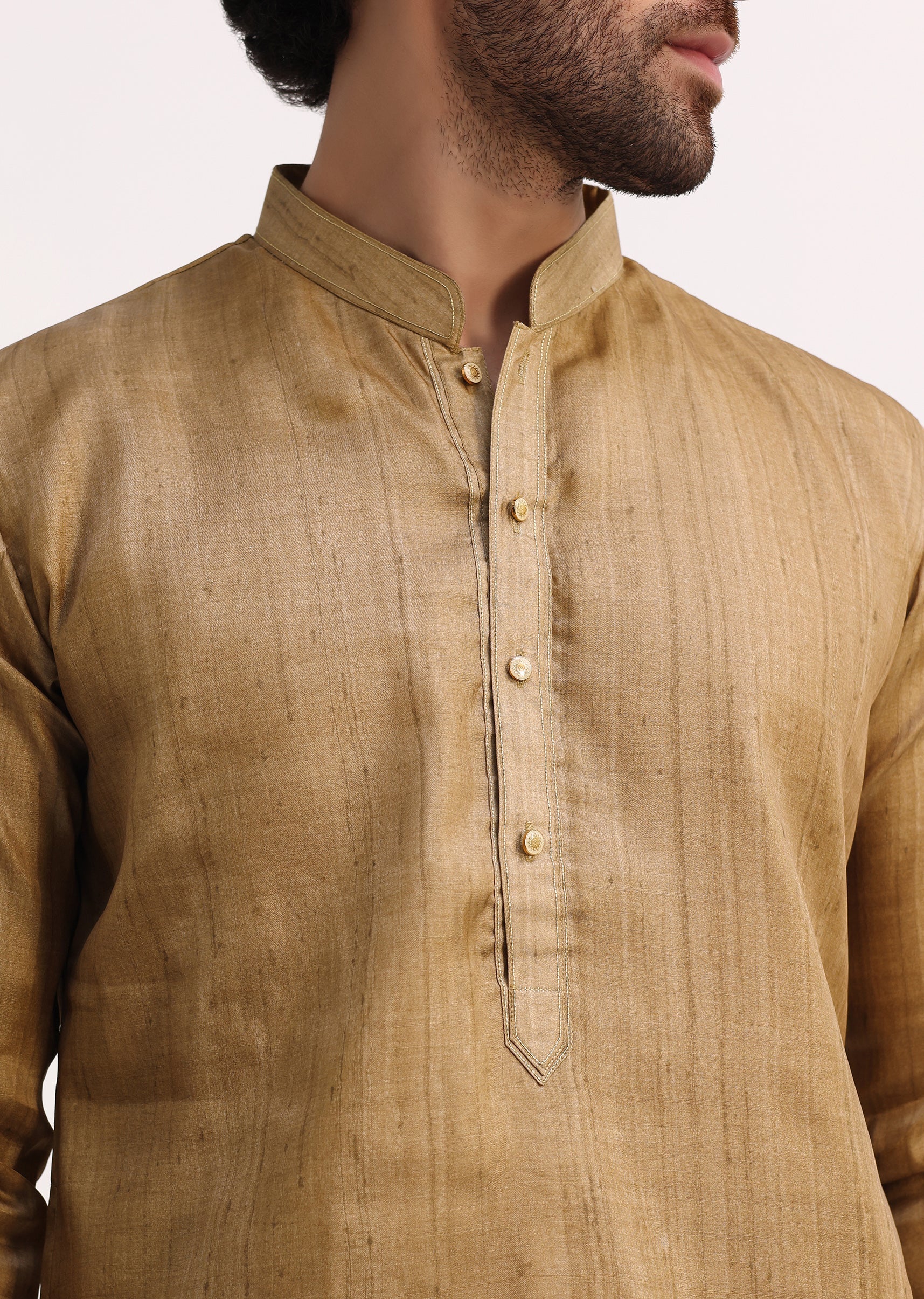 Plain Brown Kurta And Pyjama Set - Image 2