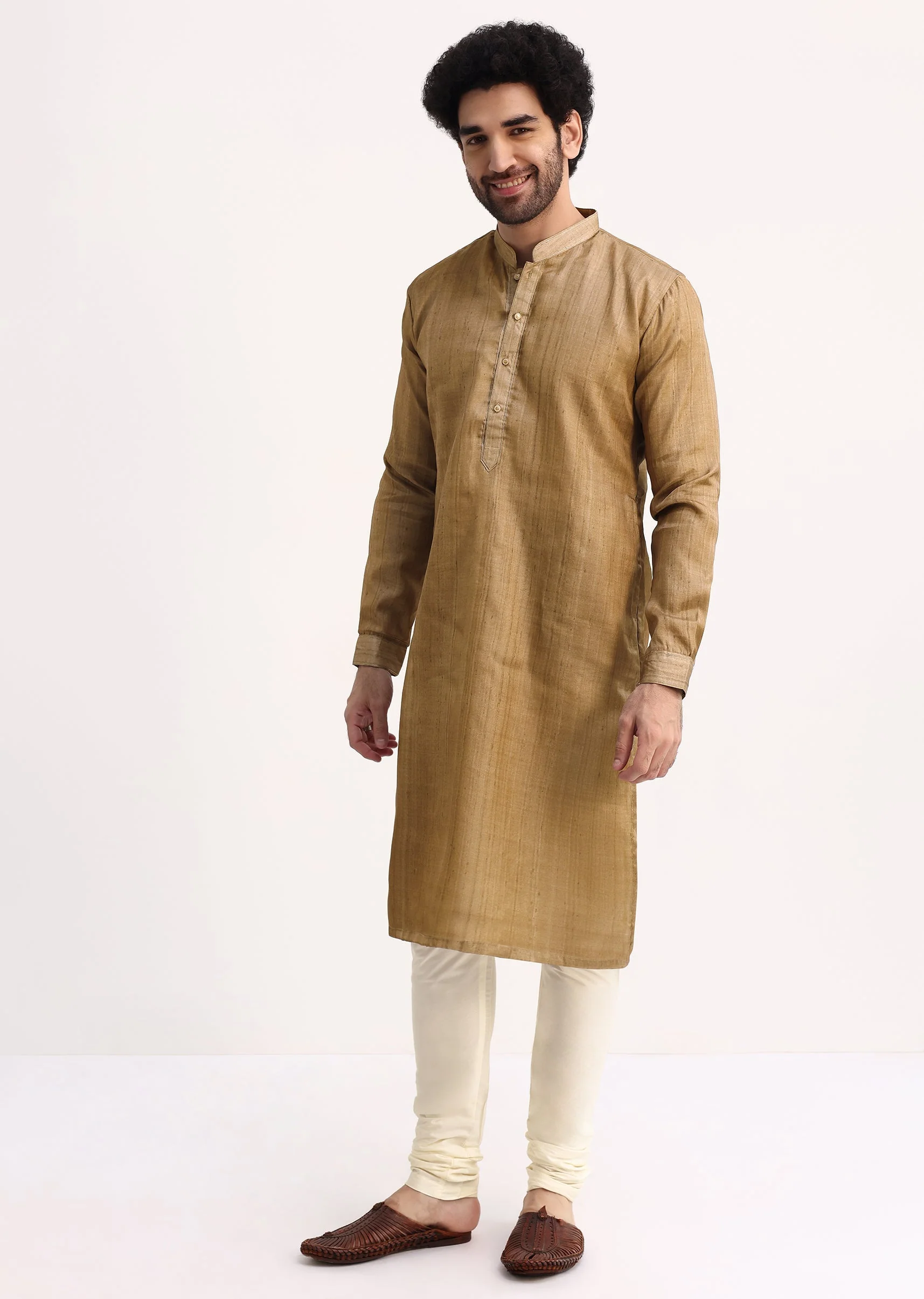 Plain Brown Kurta And Pyjama Set - Image 3