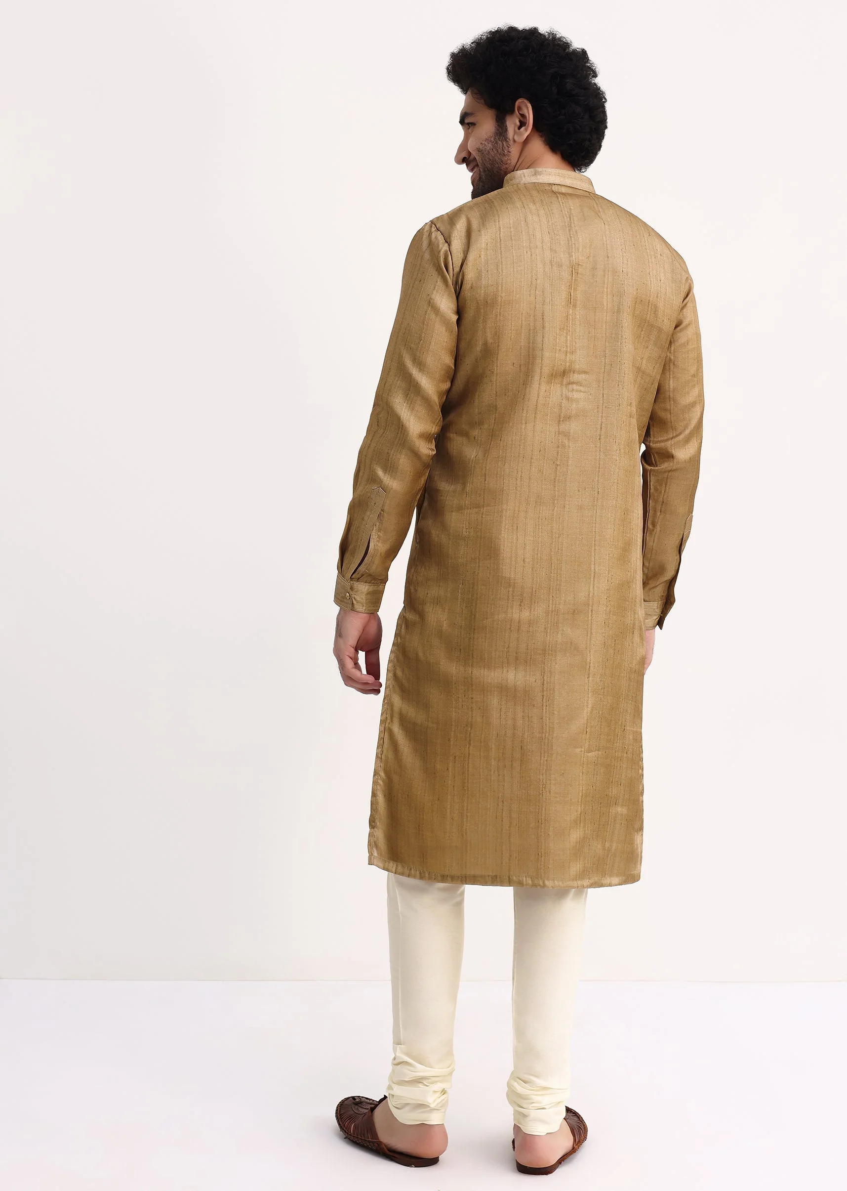 Plain Brown Kurta And Pyjama Set - Image 5