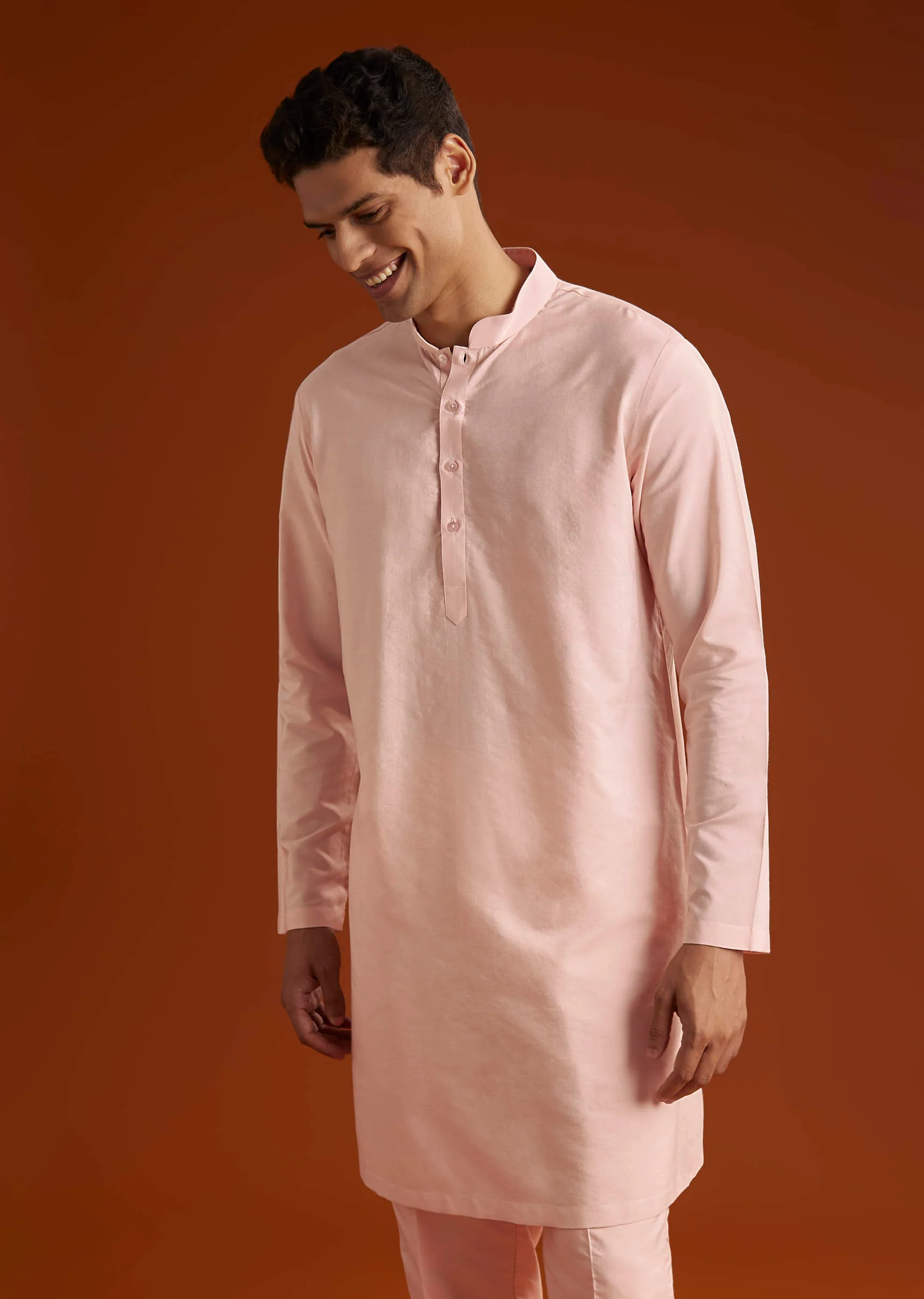 Powder Pink Kurta Jacket Set For Men With Cutdana Embroidery - Image 6