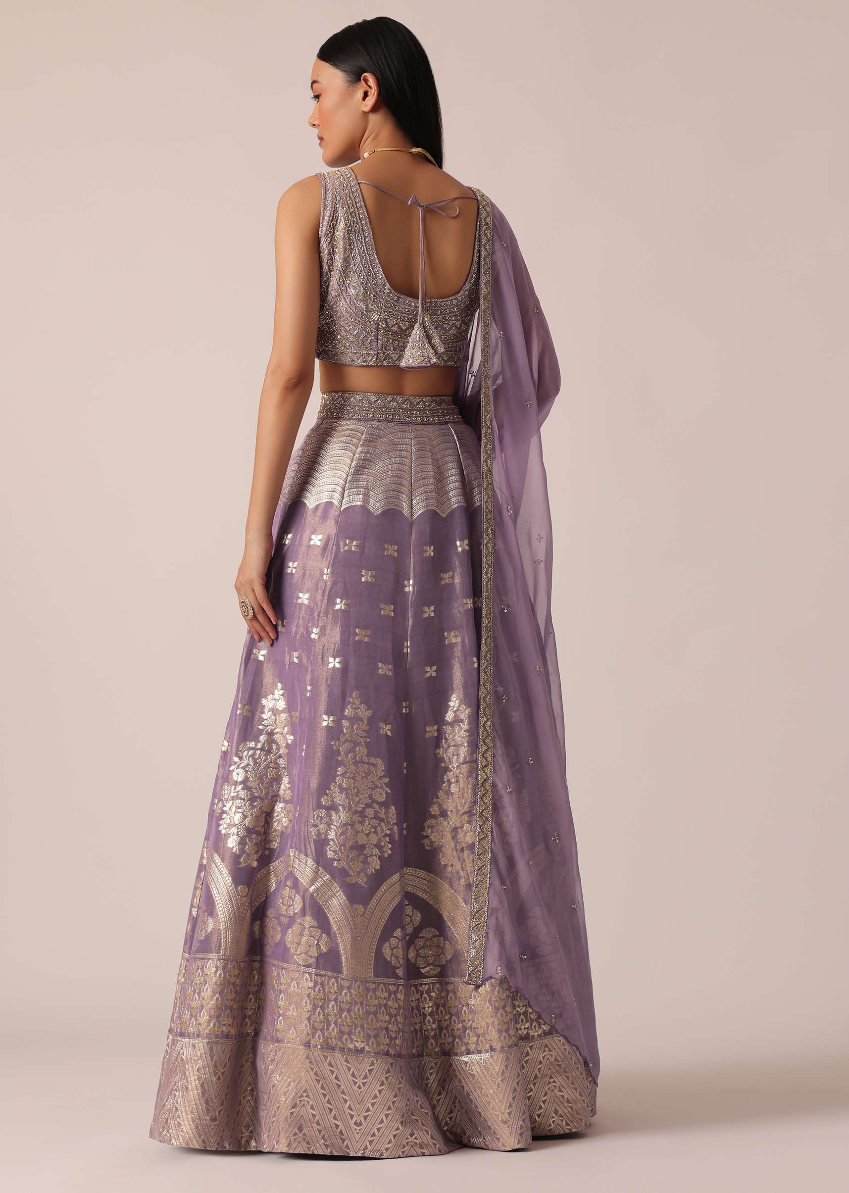 Purple Banarasi Brocade Lehenga Set - Image 5