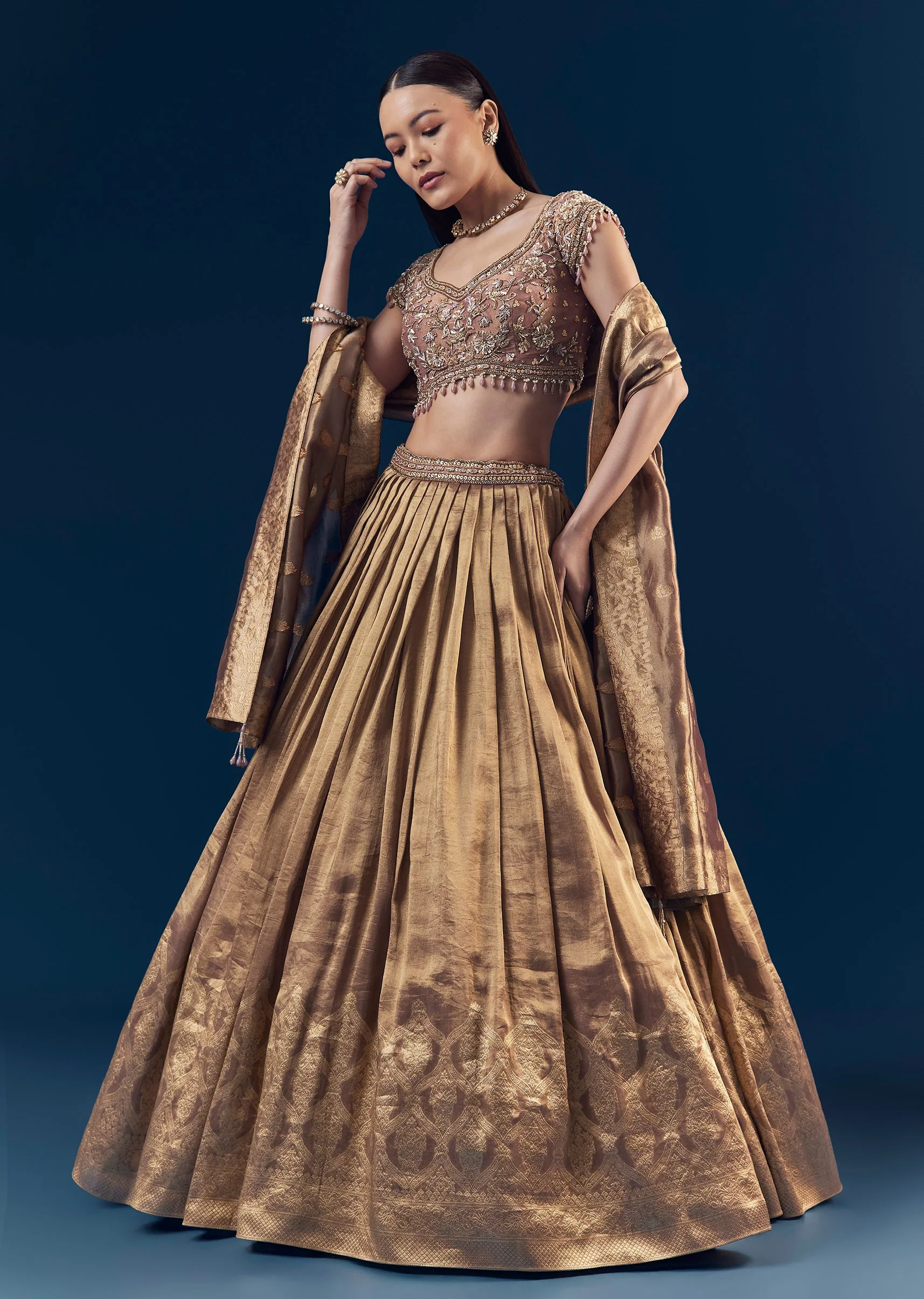 Purple Banarasi Silk Bridesmaid Lehenga Set