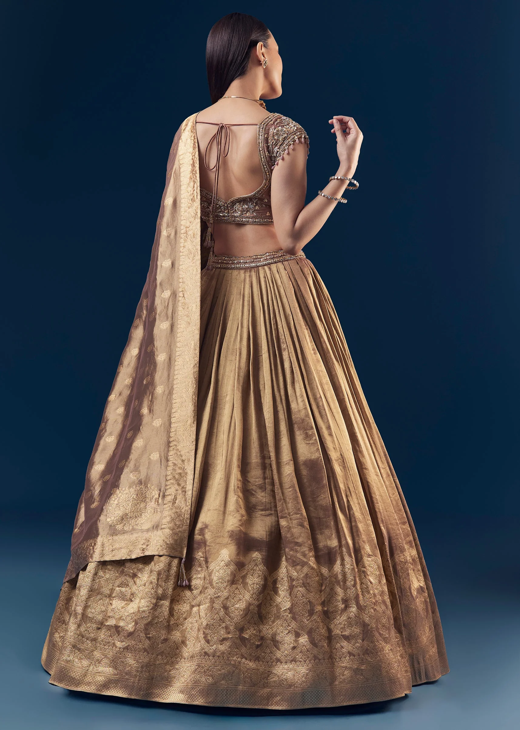 Purple Banarasi Silk Bridesmaid Lehenga Set - Image 2
