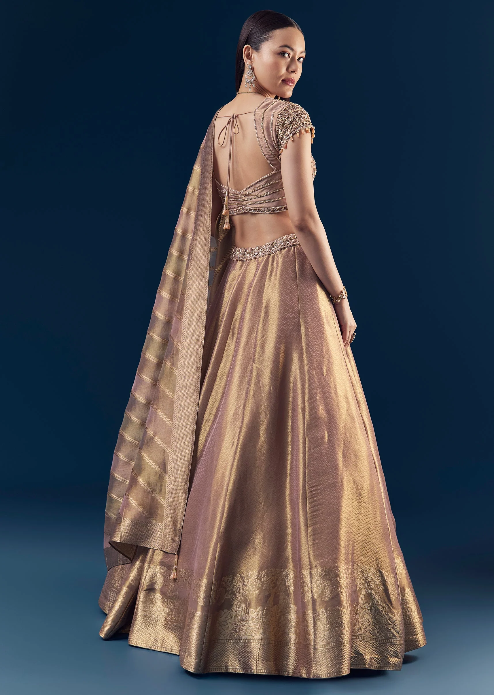 Purple Banarasi Silk Bridesmaid Lehenga Set with Hand Embroidery - Image 2