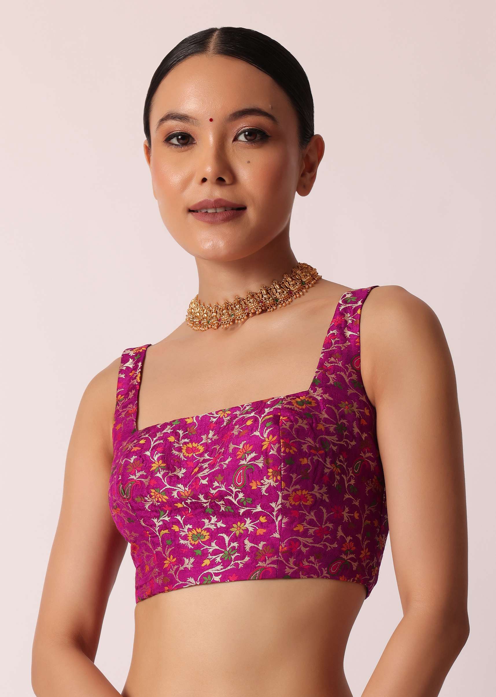 Purple Banarasi Silk Handloom Saree With Woven Motifs And Unstitched Blouse Piece - Image 7