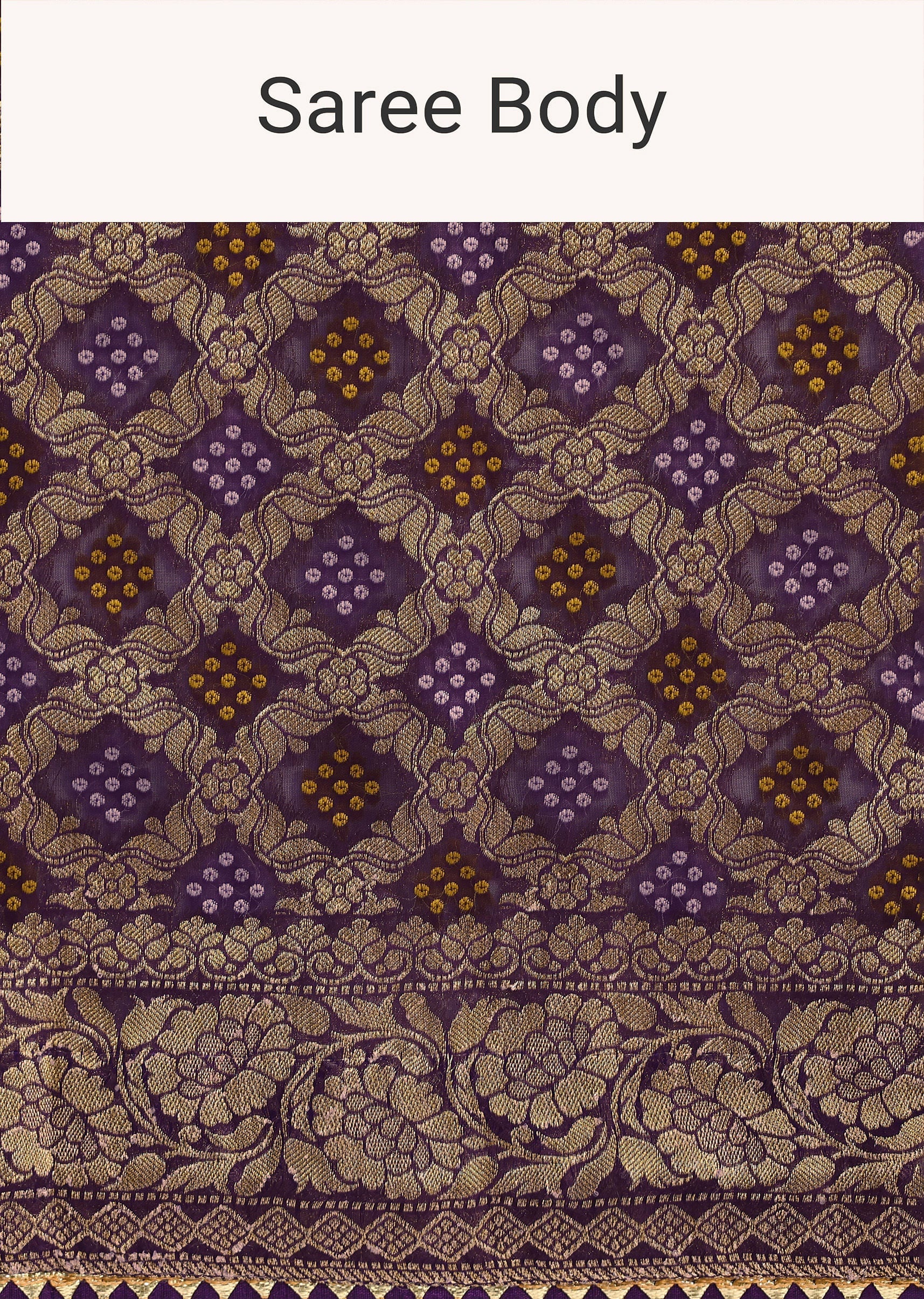 Purple Bandhani Tie Dye Ready To Wear Saree With Zari Jaal And Unstitched Blouse - Image 9
