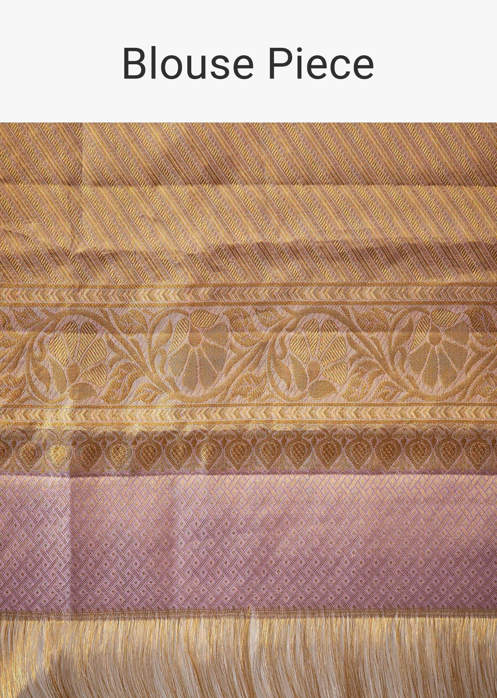 Purple Bridal Banarasi Zari Border Saree with Unstitched Blouse - Image 10
