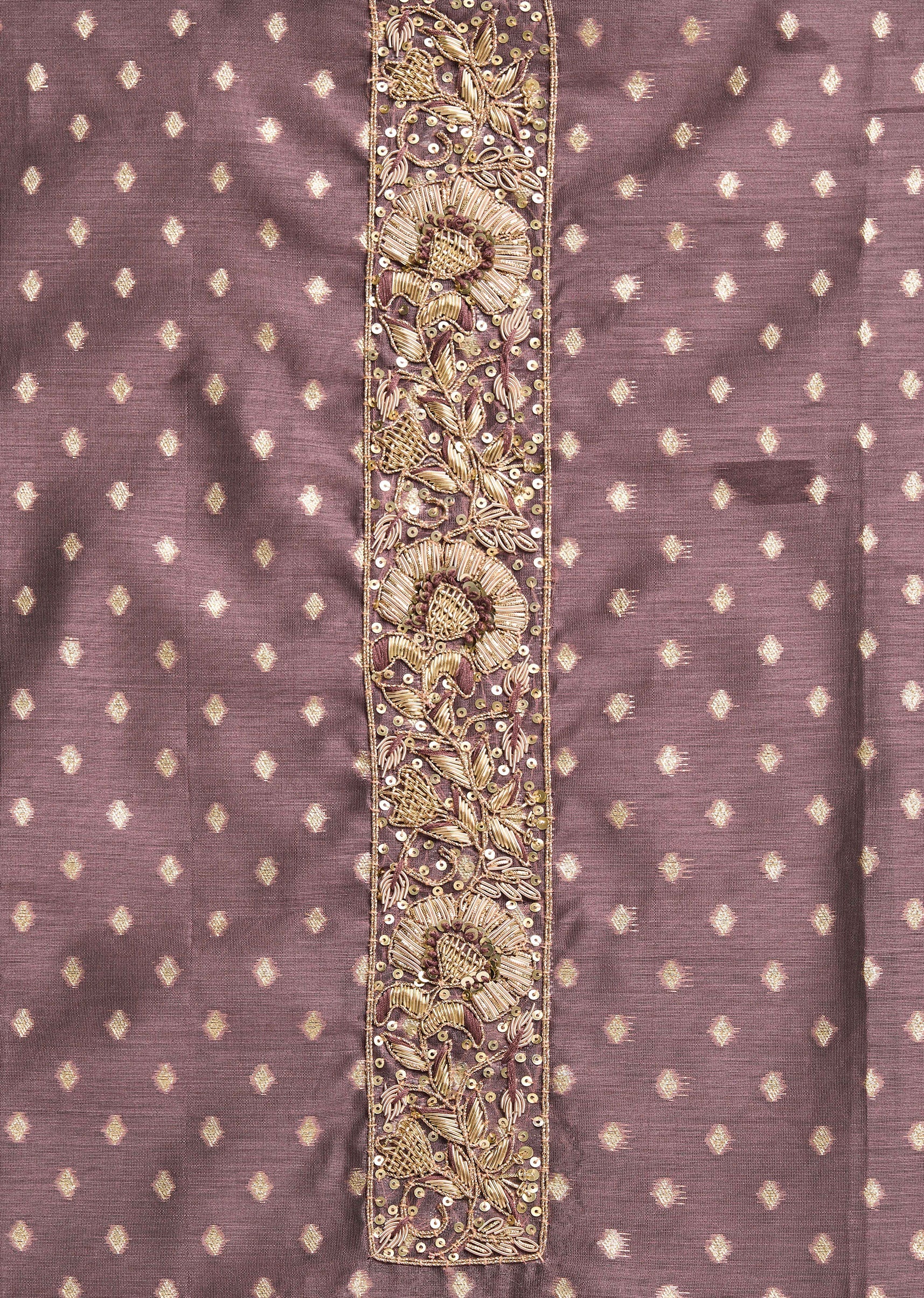 Purple Chanderi Unstitched Suit With Dupatta - Image 2