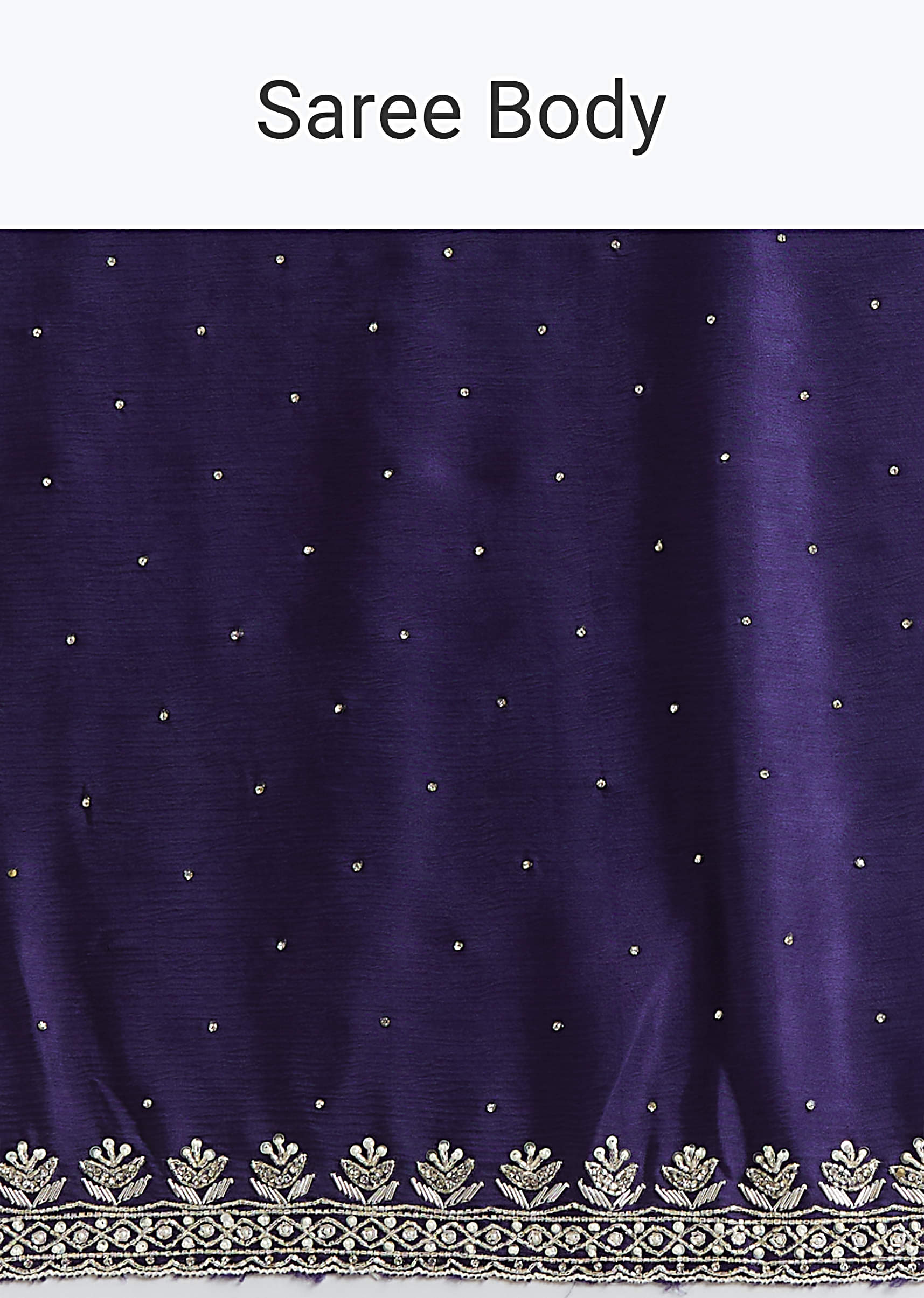 Purple Chinon Saree With Cutdana And Stone Embroidery - Image 8