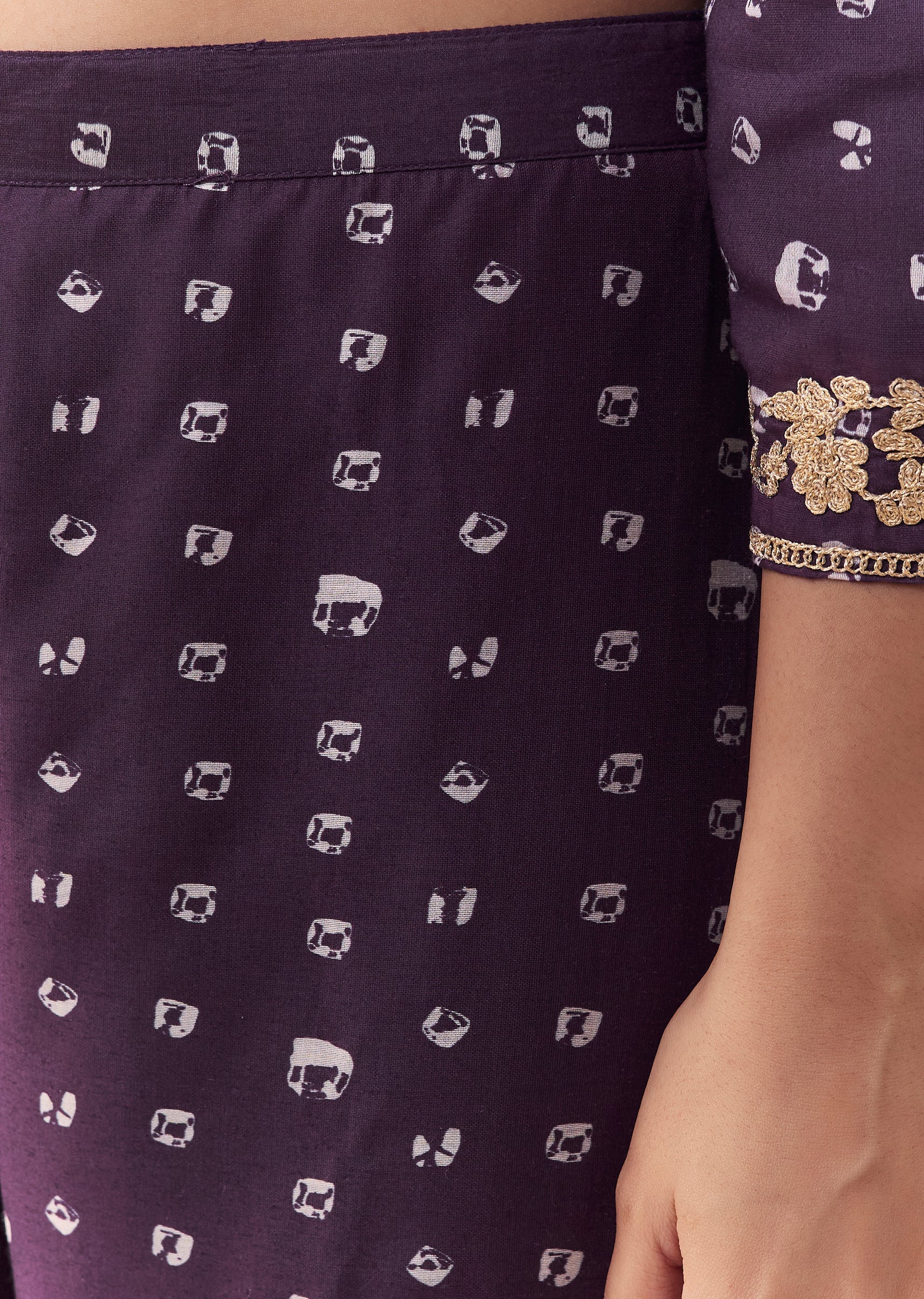Purple Embellished Silk Bandhani Print Kurta Set - Image 6
