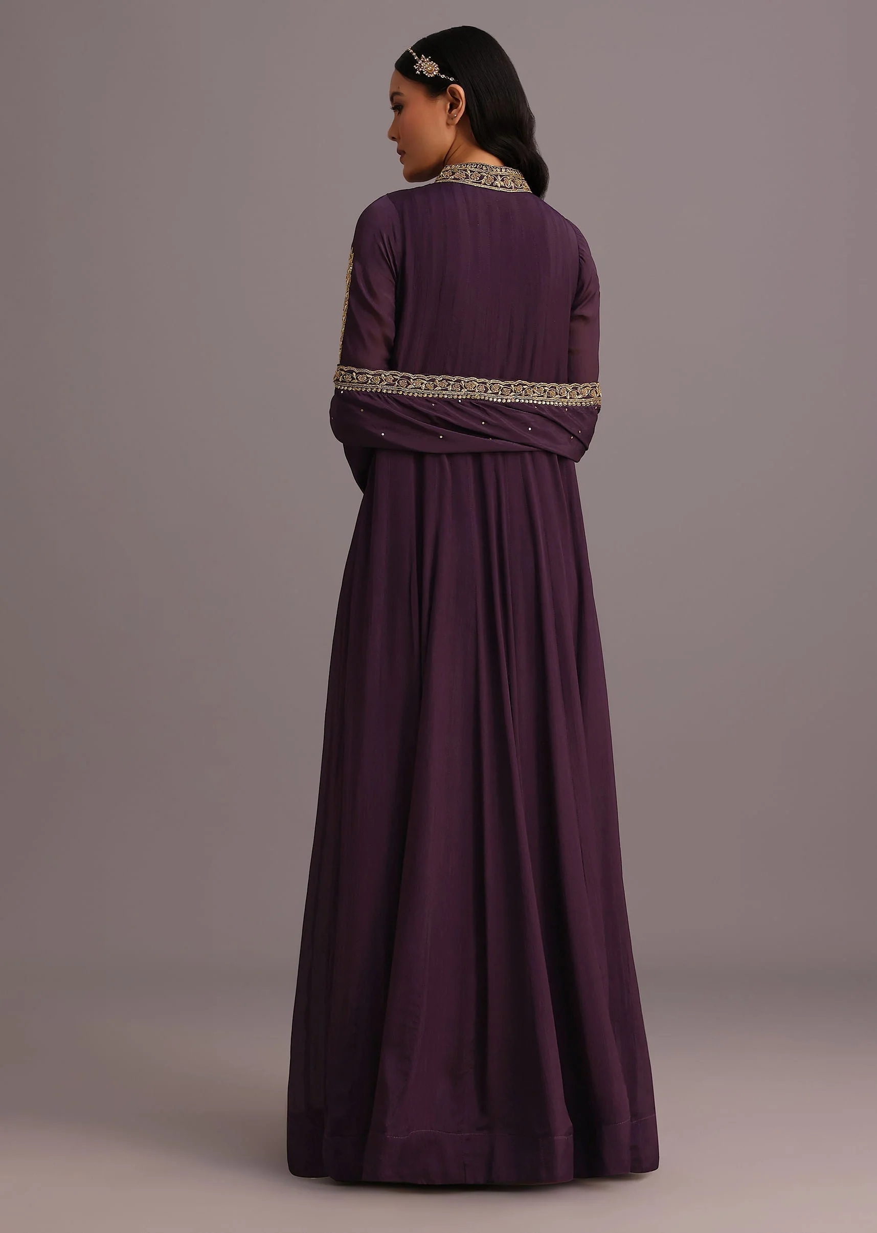 Purple Embroidered Anarkali Suit With Dupatta - Image 5