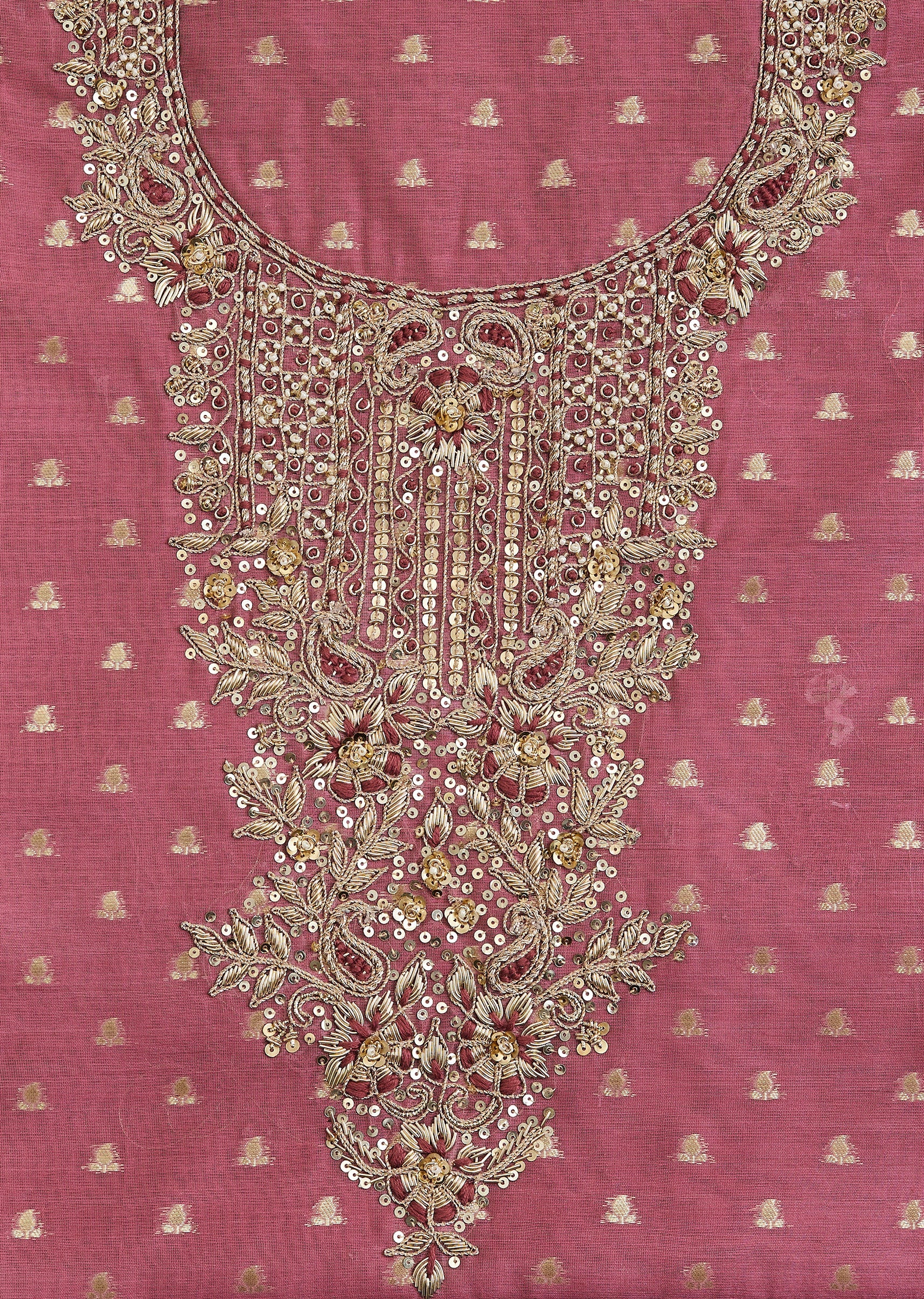 Purple Embroidered Chanderi Unstitched Suit - Image 4