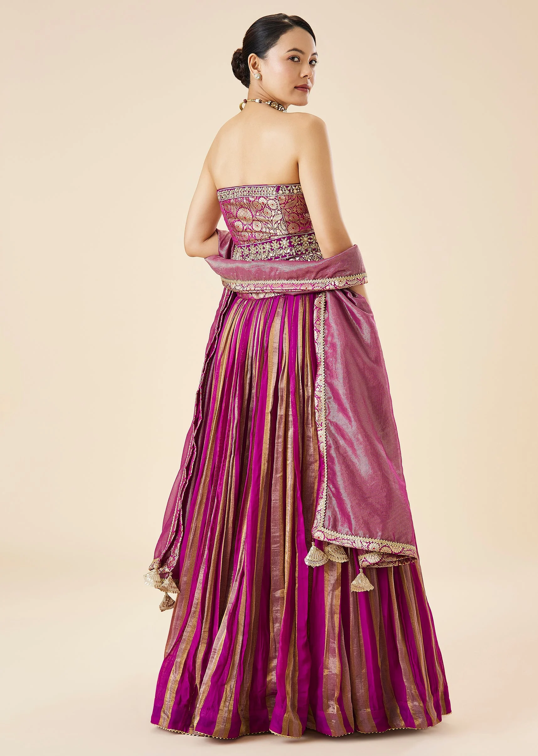 Purple Embroidered Fusion Lehenga Set - Image 2