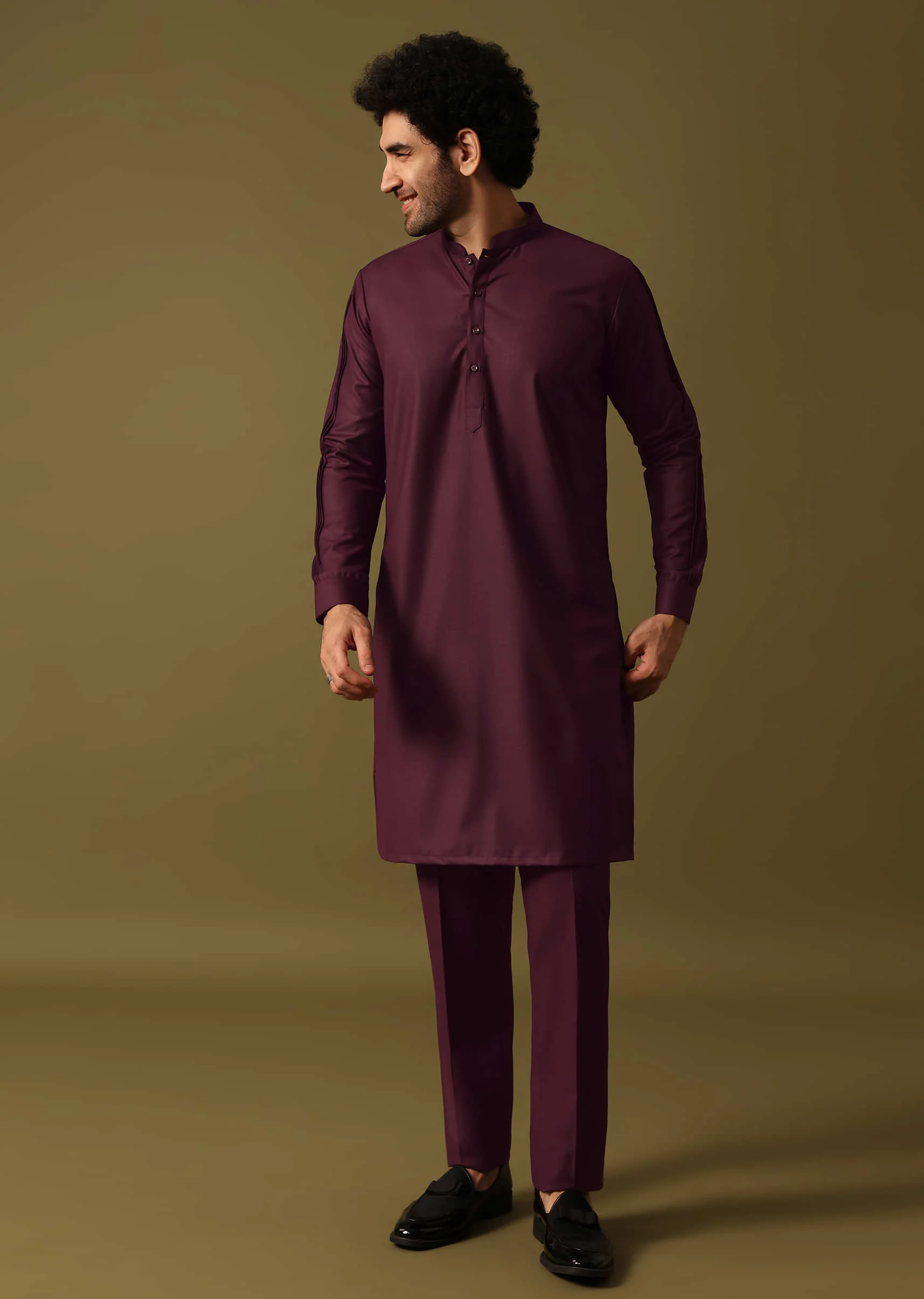 Purple Embroidered Kurta Jacket Set - Image 6