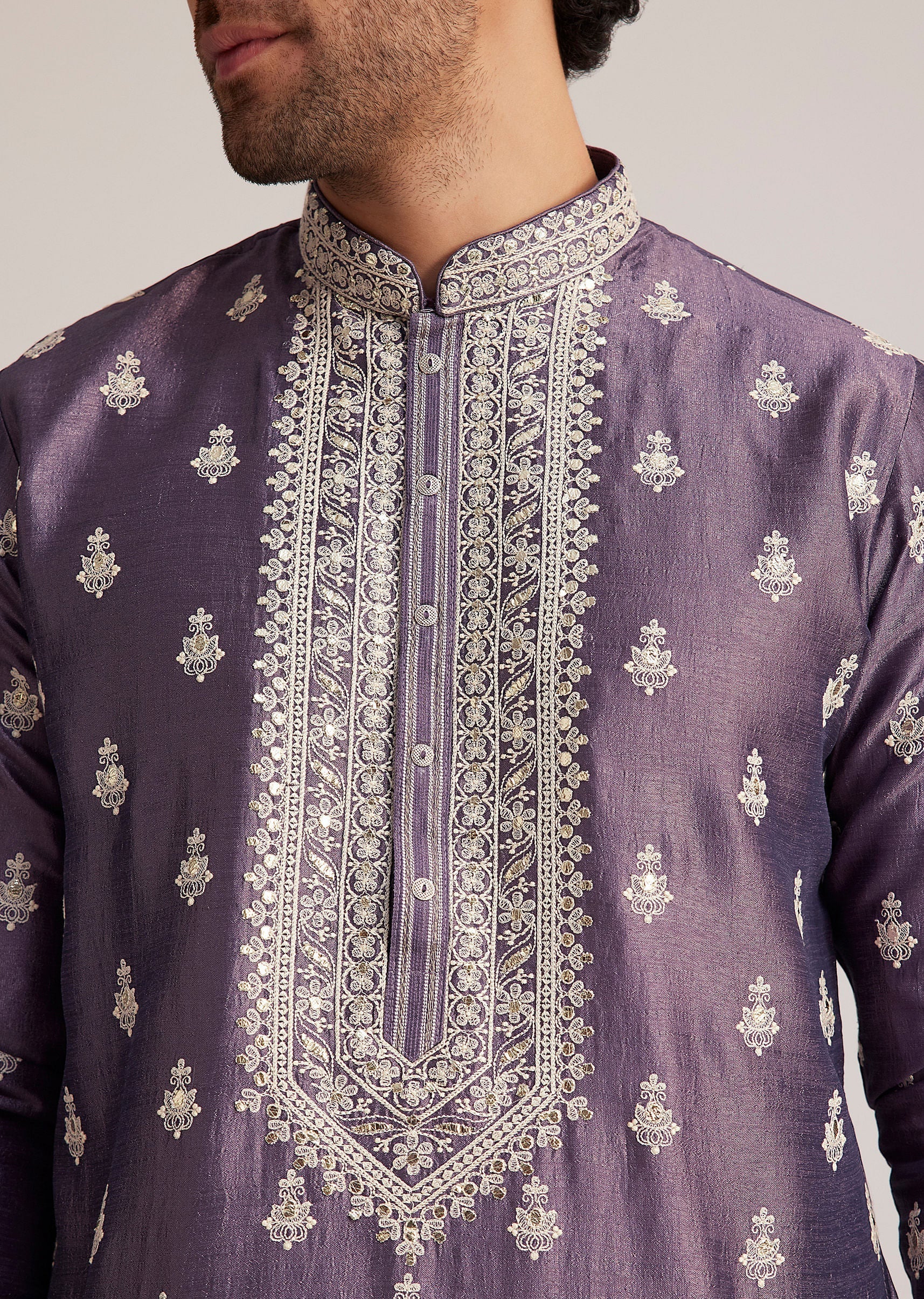 Purple Embroidered Kurta Set - Image 2