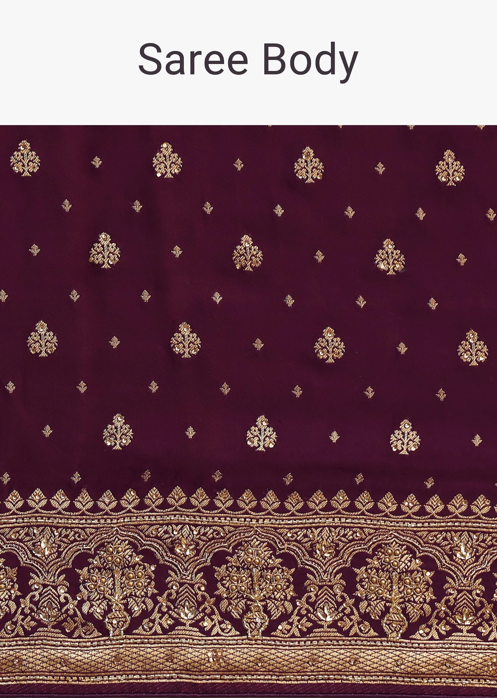 Purple Embroidered Saree With Zardosi Work And Unstitched Blouse - Image 9