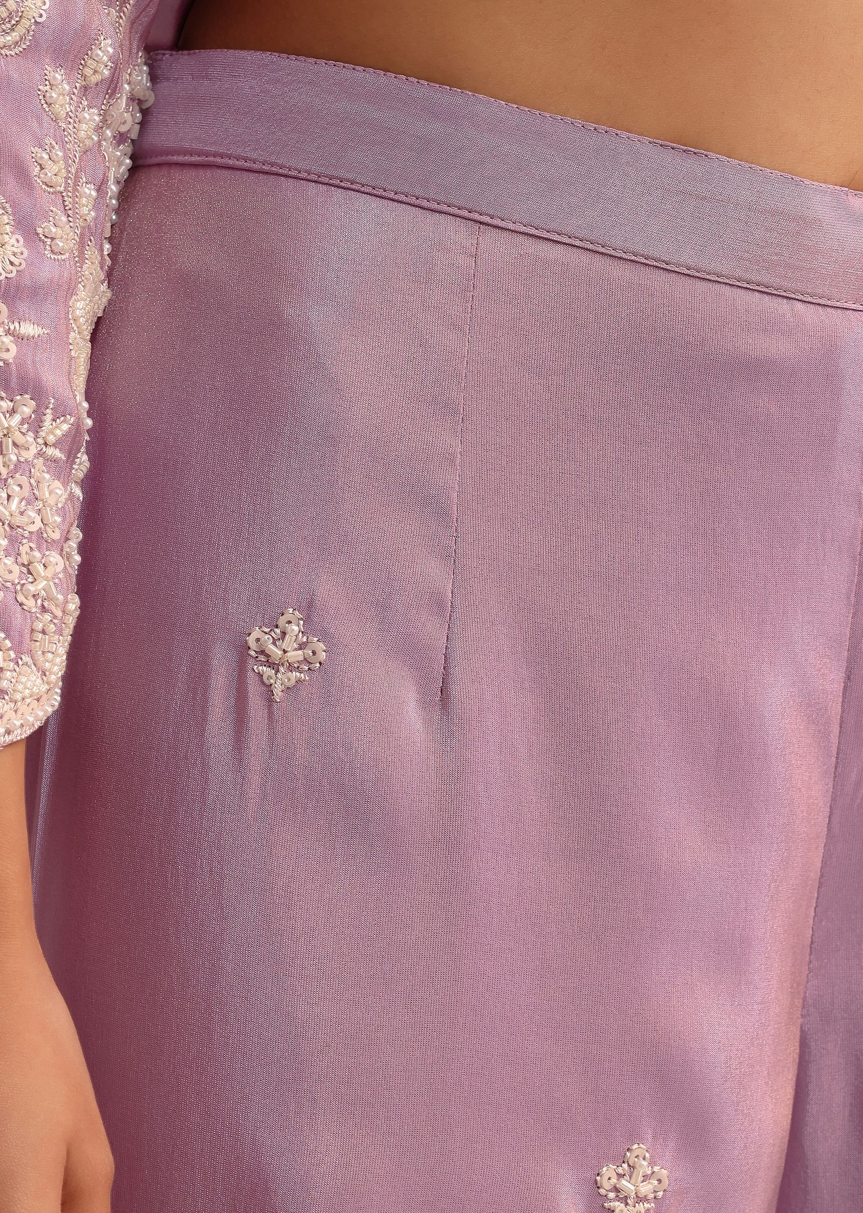 Purple Embroidered Sharara Set With Butti Work On Organza Dupatta - Image 6