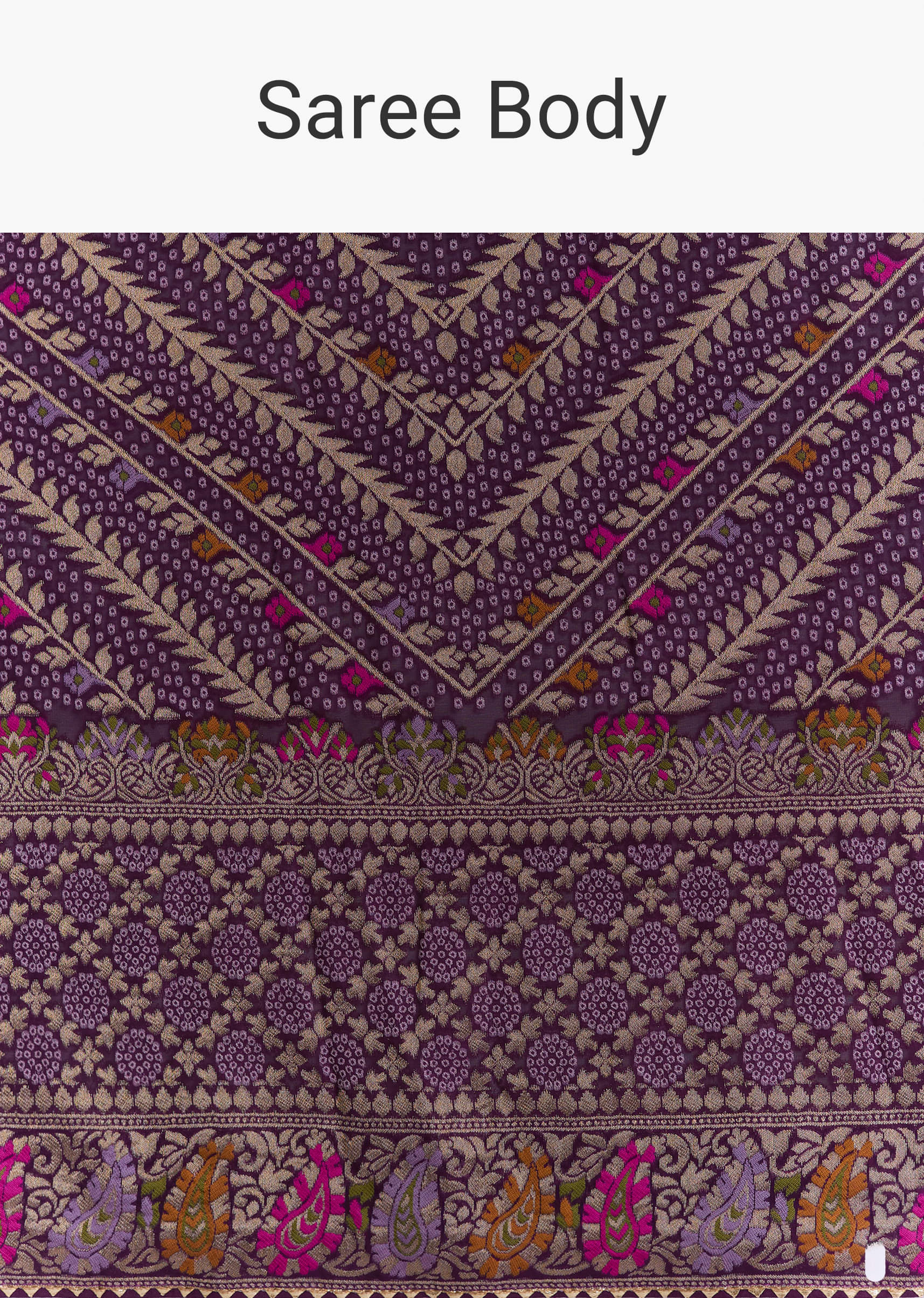 Purple Georgette Saree With Heavy Zari Work And Brocade Border - Image 10