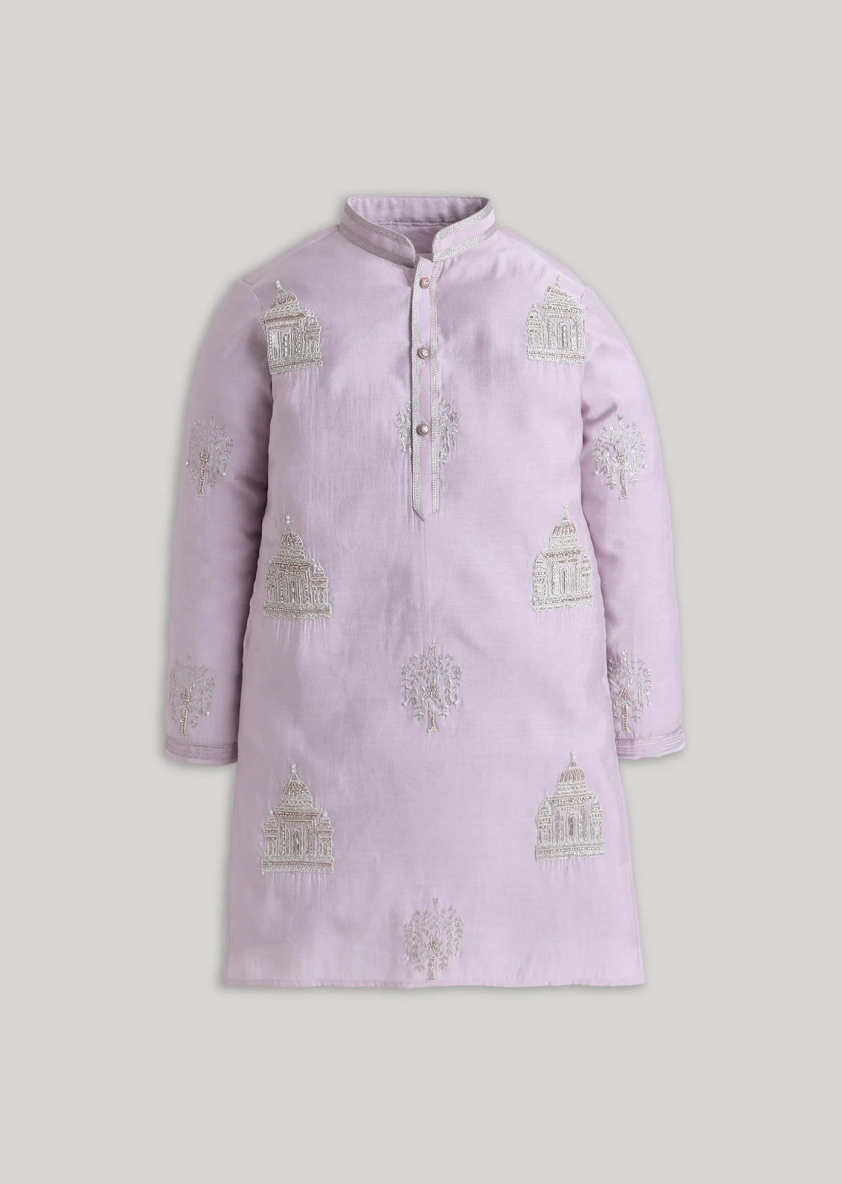 Purple Gold Zari Embroidered Kurta Set - Image 2