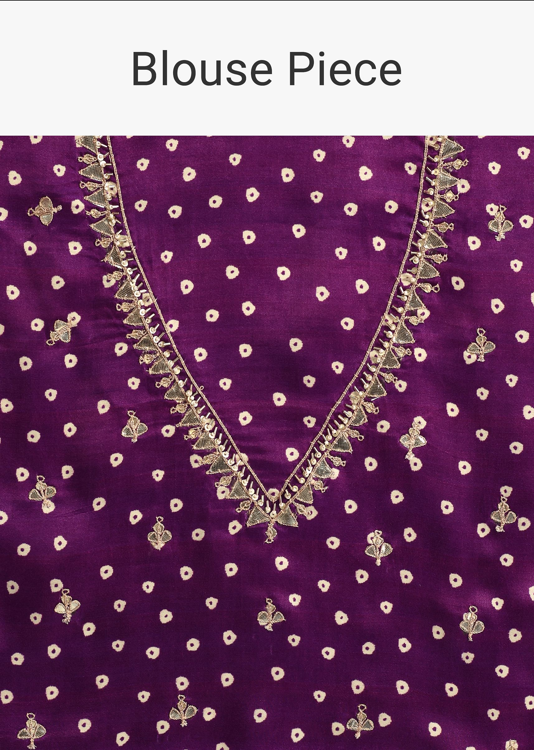 Purple Hand Dyed Lehriya Satin Saree With Gota Patti Work - Image 10