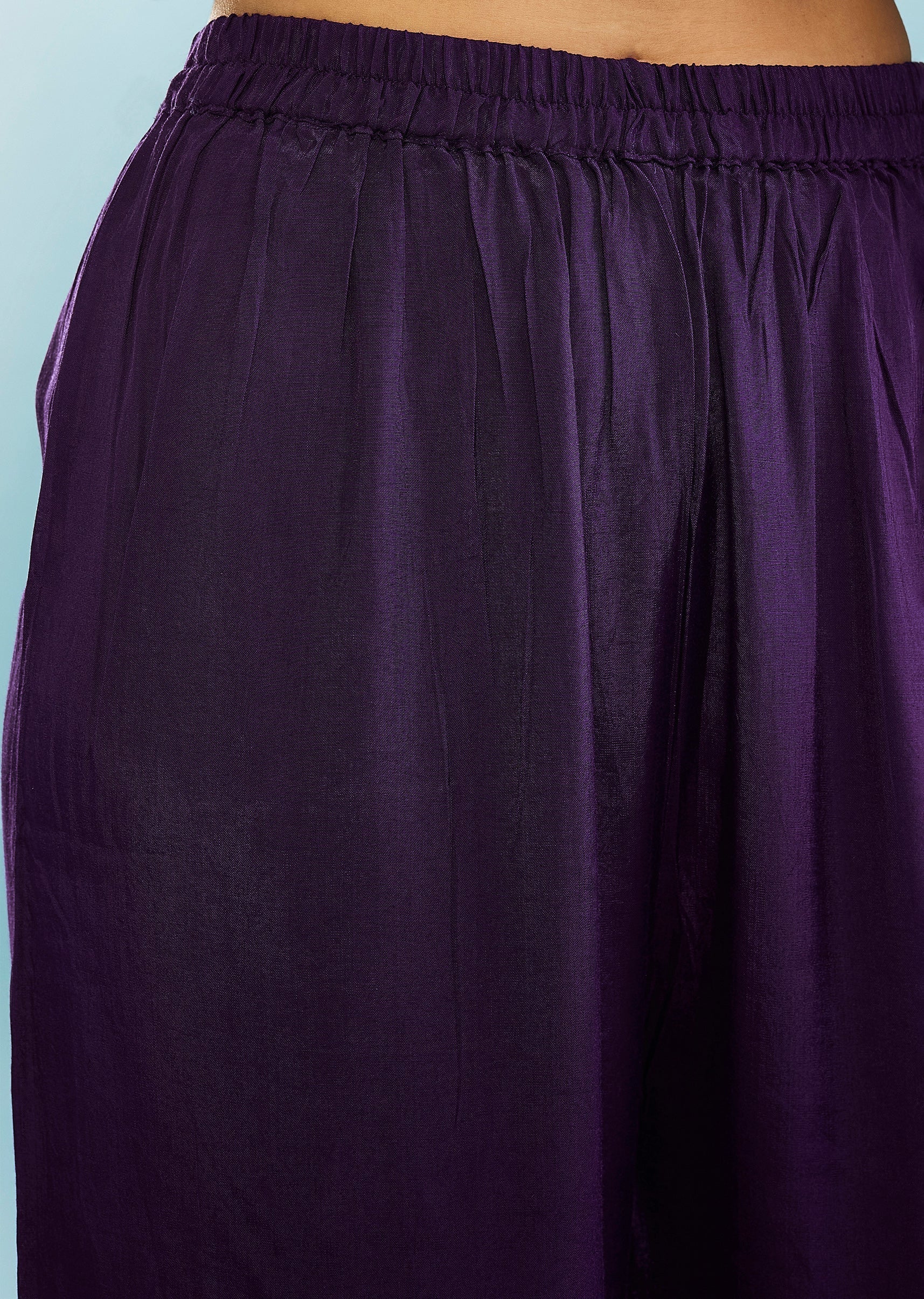 Purple Indo-Western Co-ord Set With Mirror And Cut Dana Work - Image 6