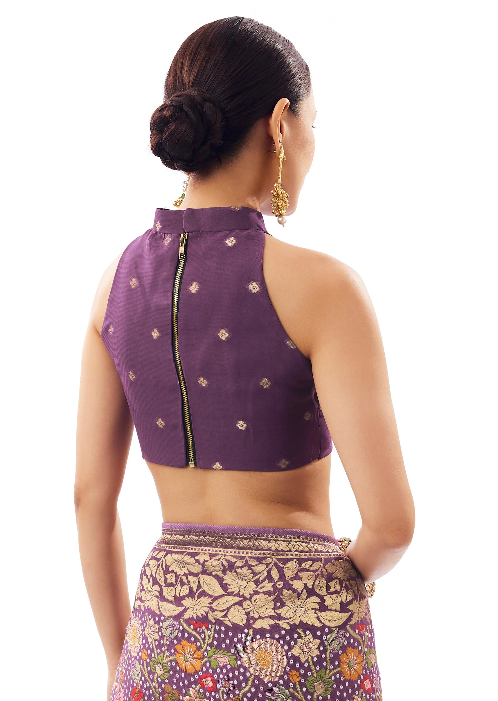 Purple Jacquard Silk Woven Saree - Image 8