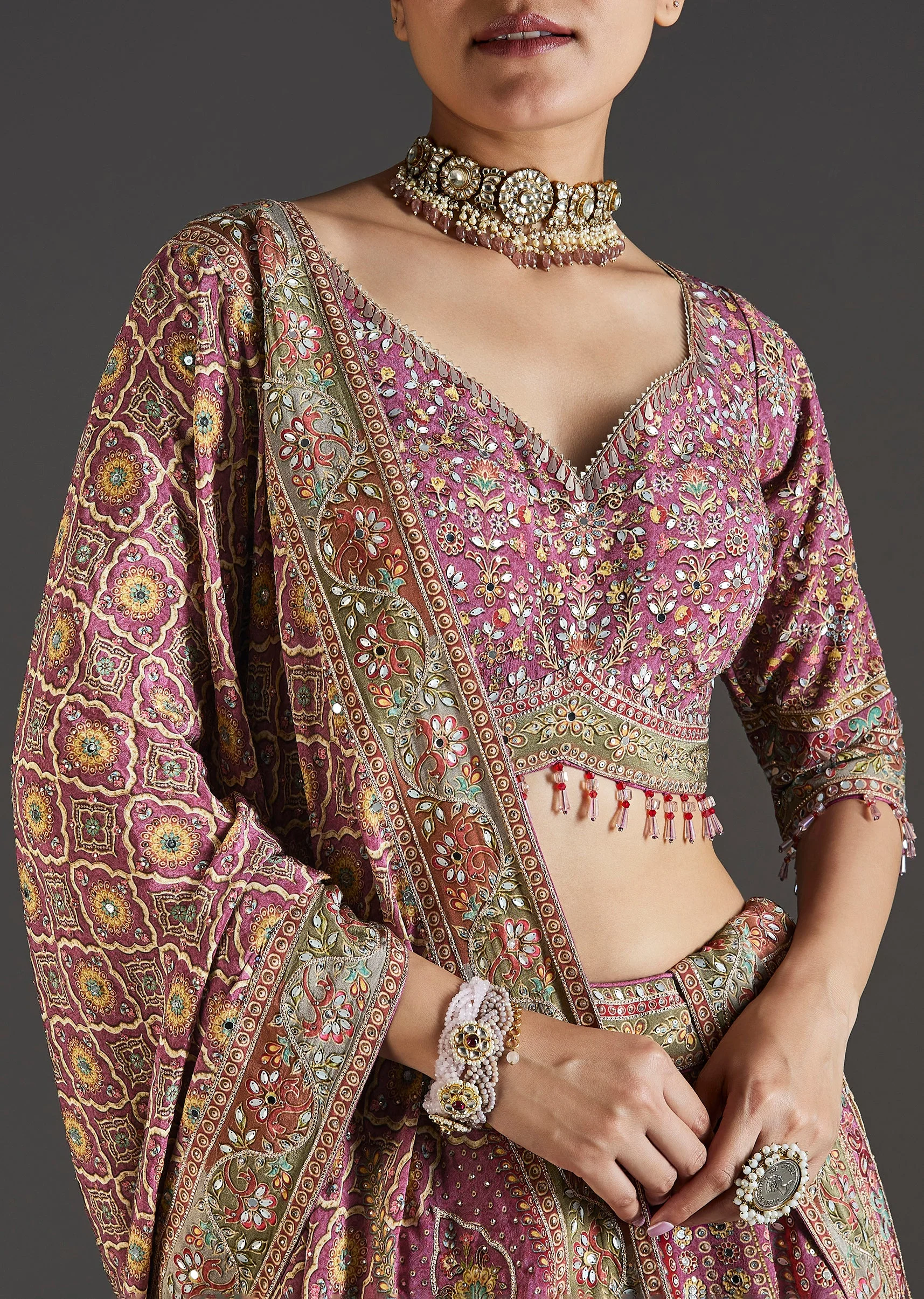Purple Lehenga With Mirror Sparkle Detail - Image 3