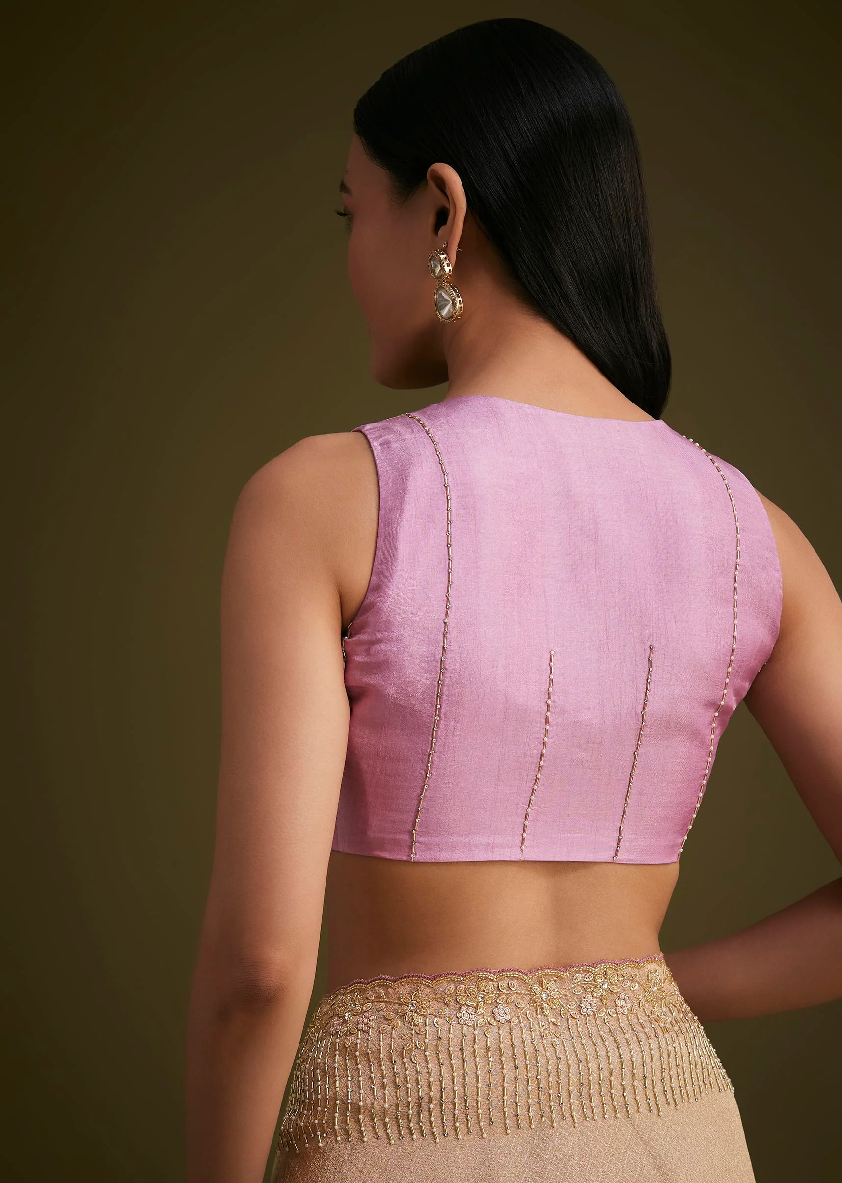 Purple Ombre Jacquard Saree - Image 8