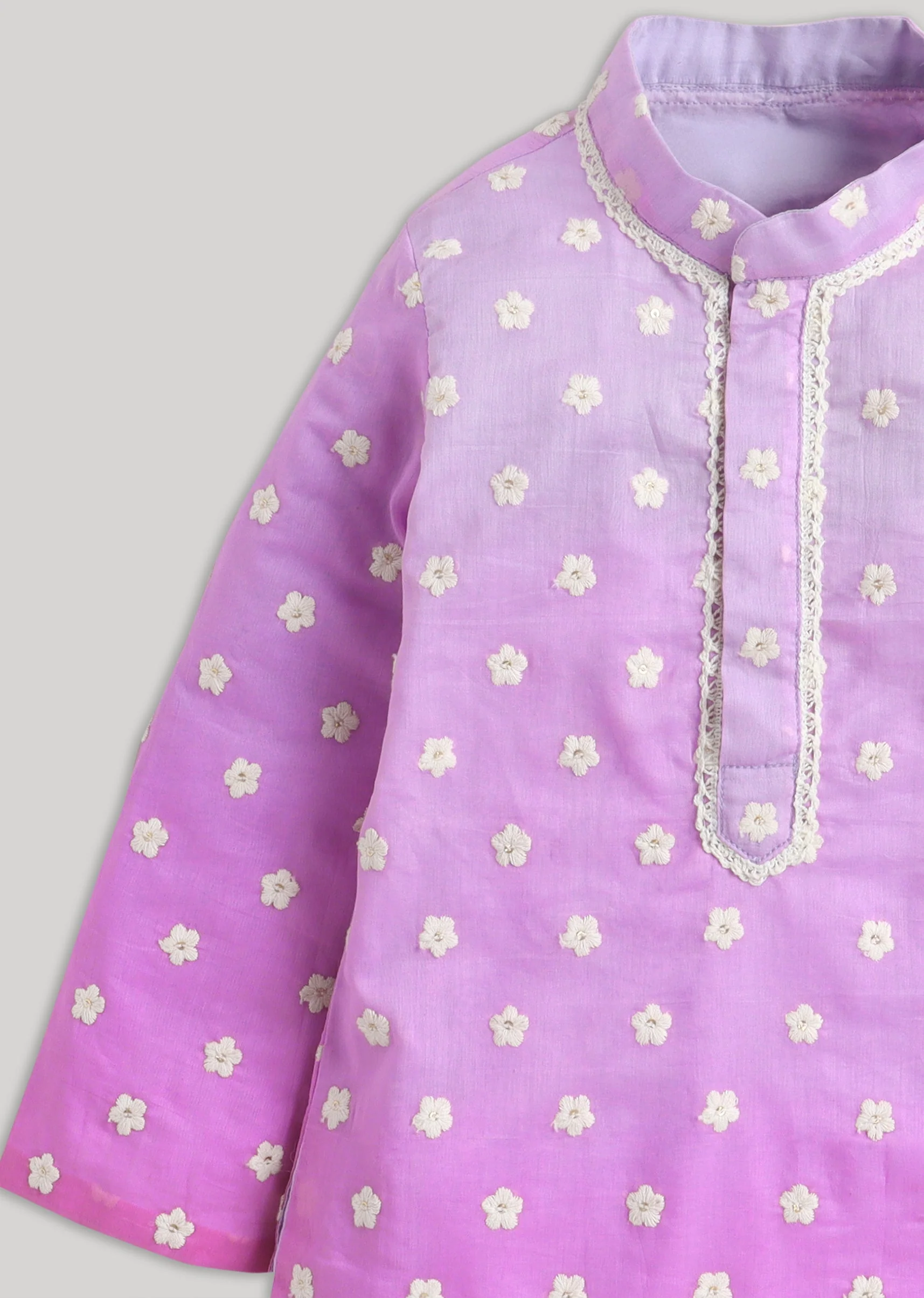 Purple Ombre kurta Set With Embroidery - Image 4