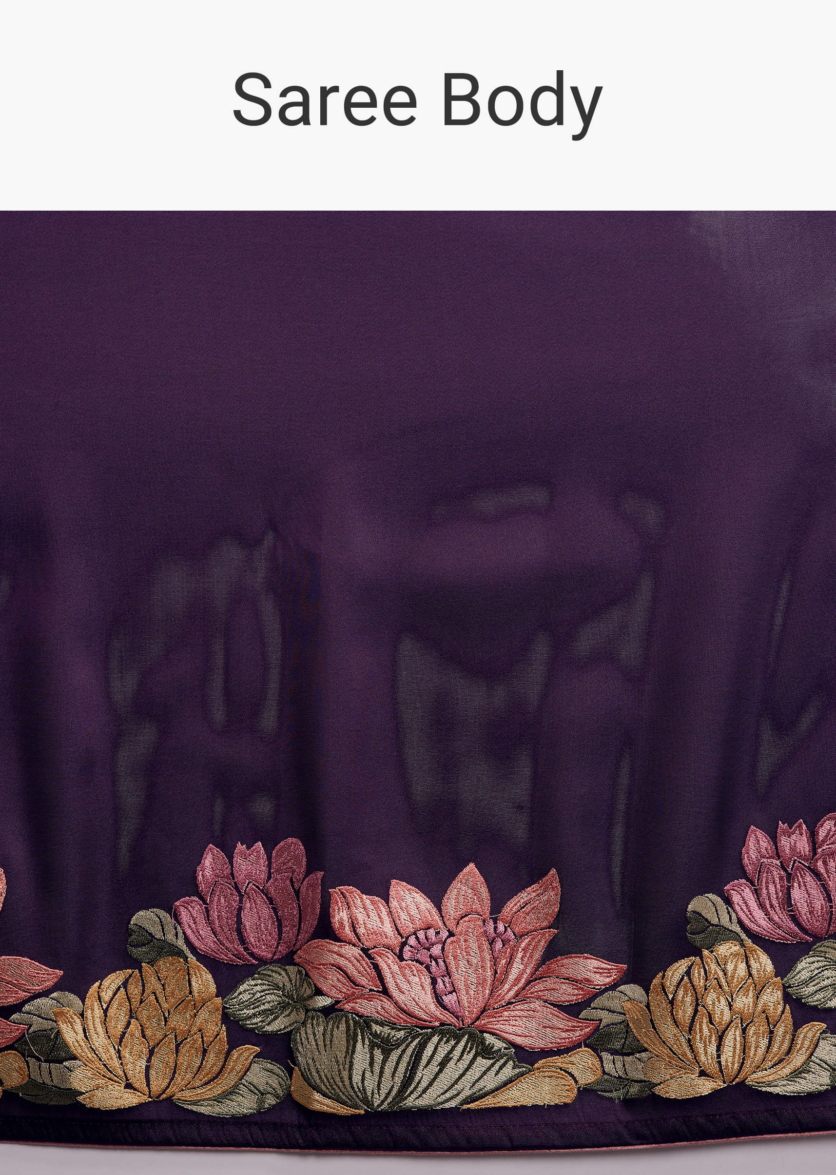 Purple Organza Silk Saree With Floral Resham Embroidery And Cutwork - Image 9