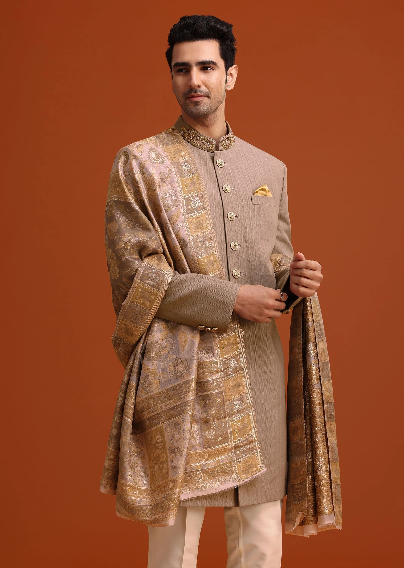 Purple Polyester Hand Embroidered Indo Western Set With Dupatta - Image 4
