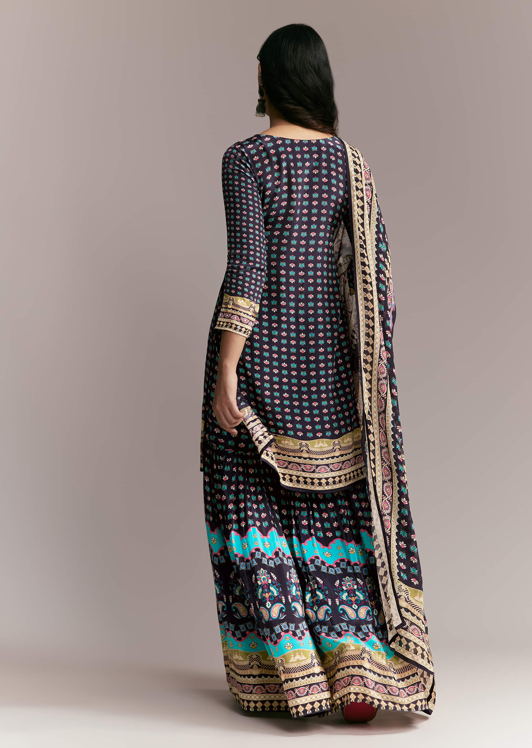 Purple Printed Sharara Set - Image 4
