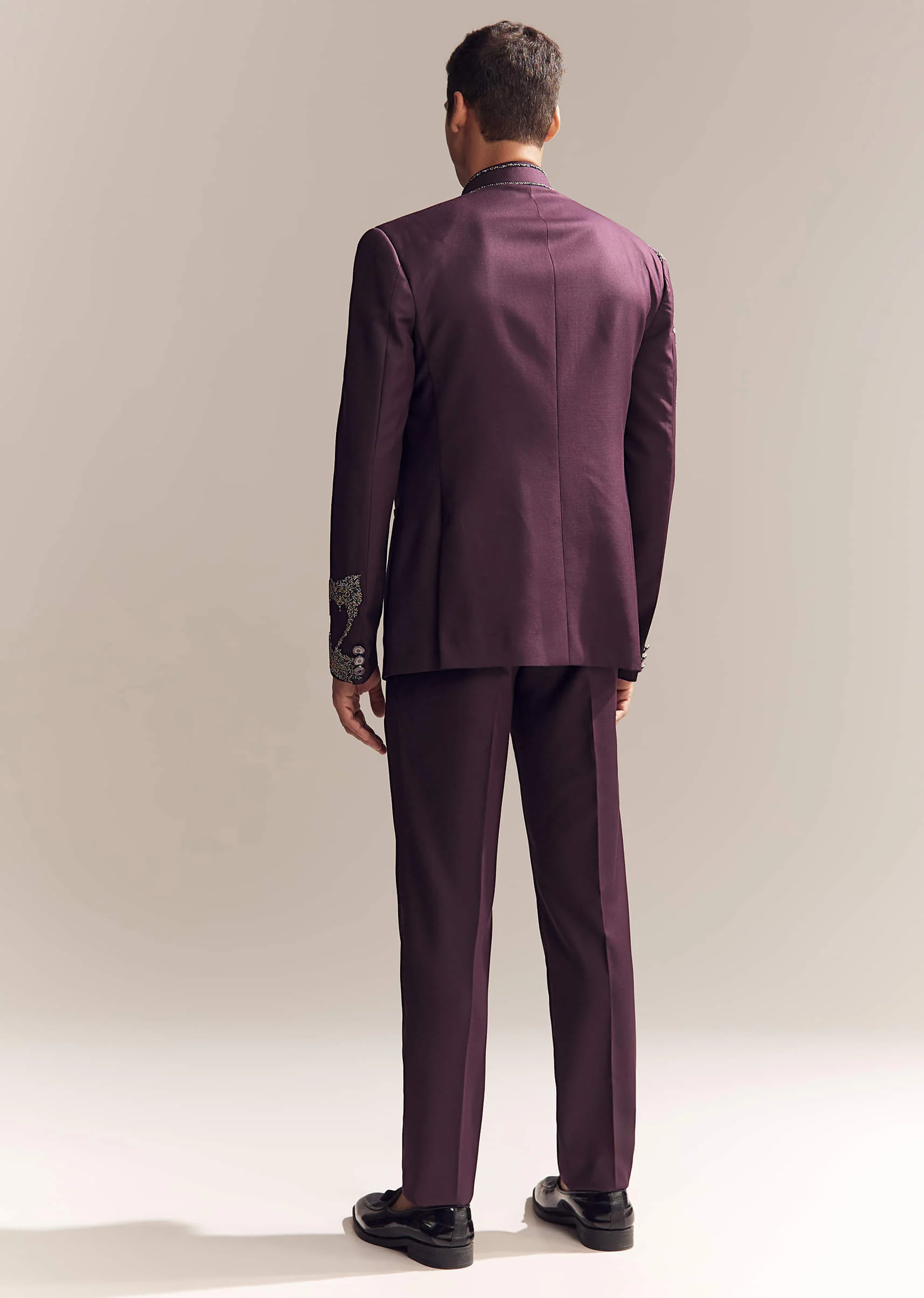 Purple Rayon Jodhpuri Suit For Men With Bead Embroidery - Image 5