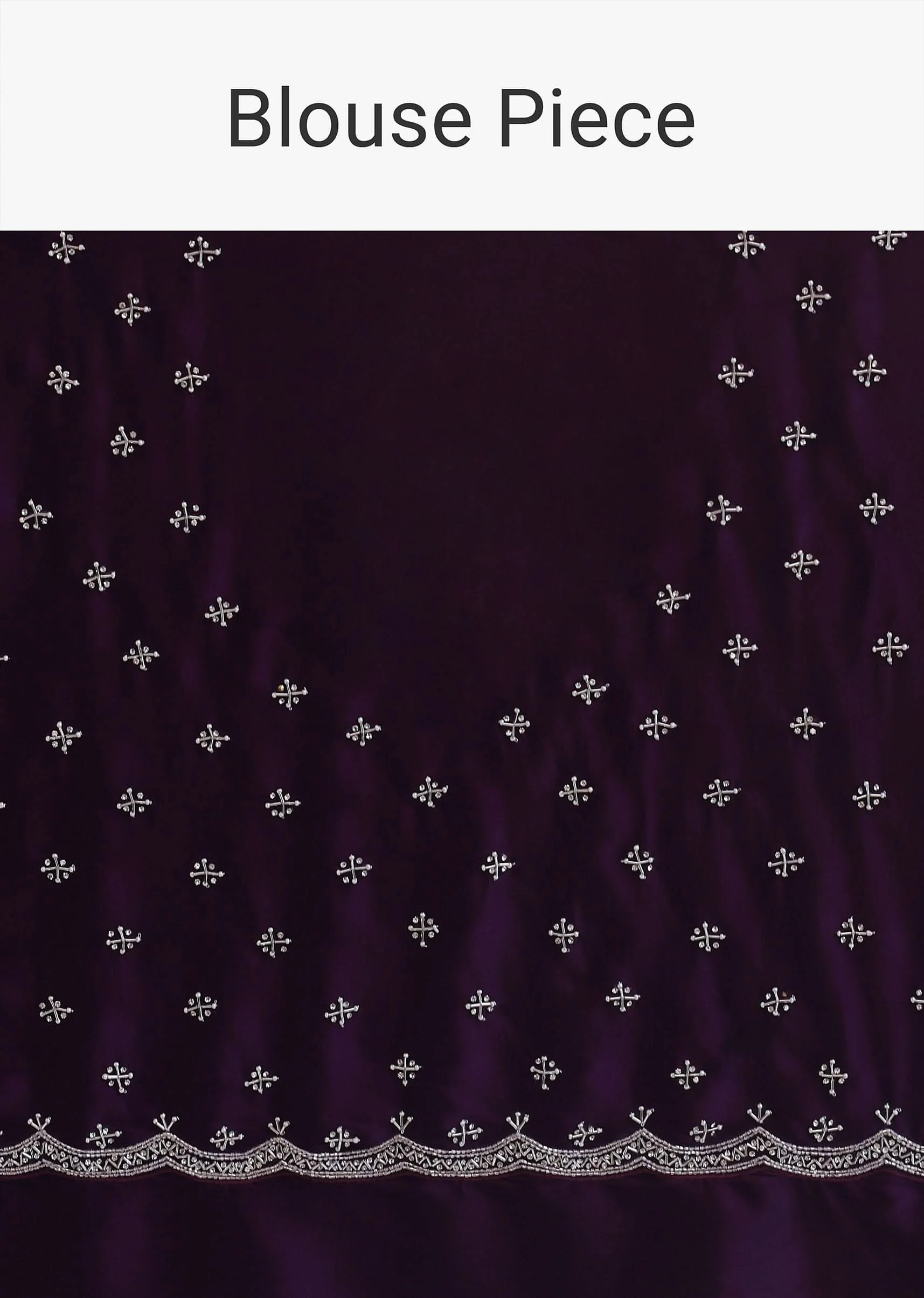 Purple Satin Chinon Saree With Stone Work And Unstitched Blouse Piece - Image 9