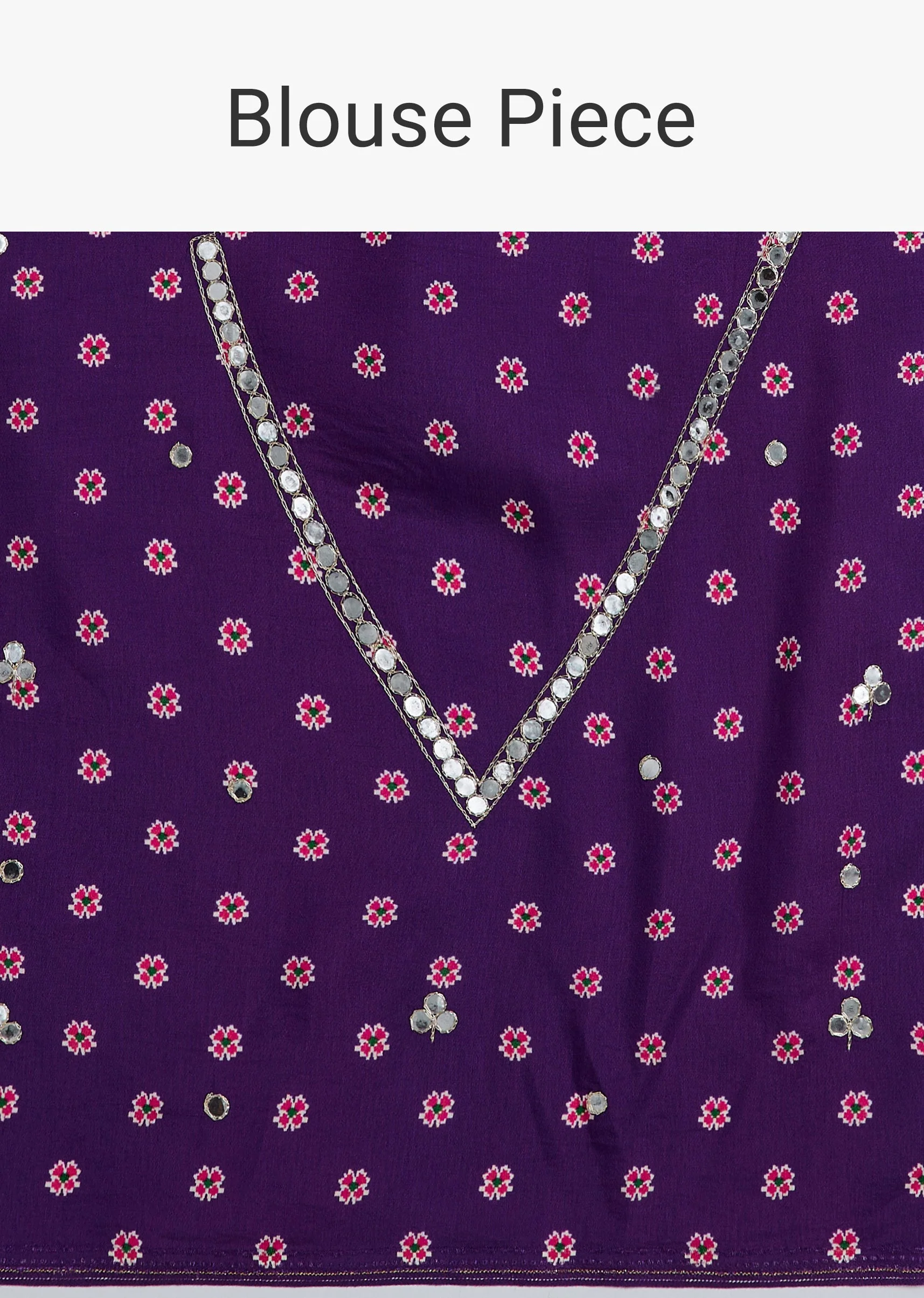 Purple Satin Saree With Ikat Print And Nature Motifs - Image 11